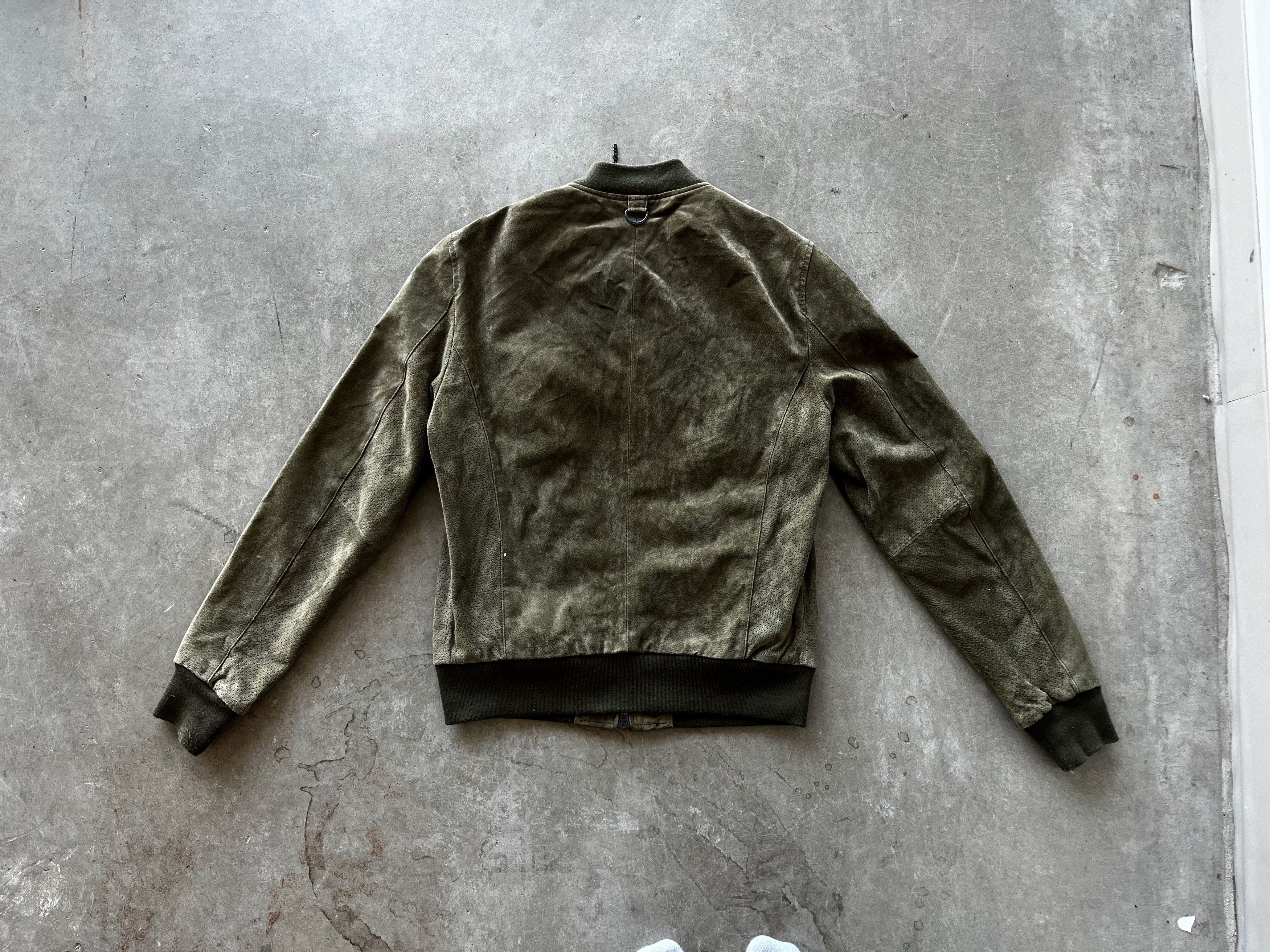 Vintage Vintage Olive Suede Bomber Jacket – Distressed Military Size US M / EU 48-50 / 2 - 2 Thumbnail