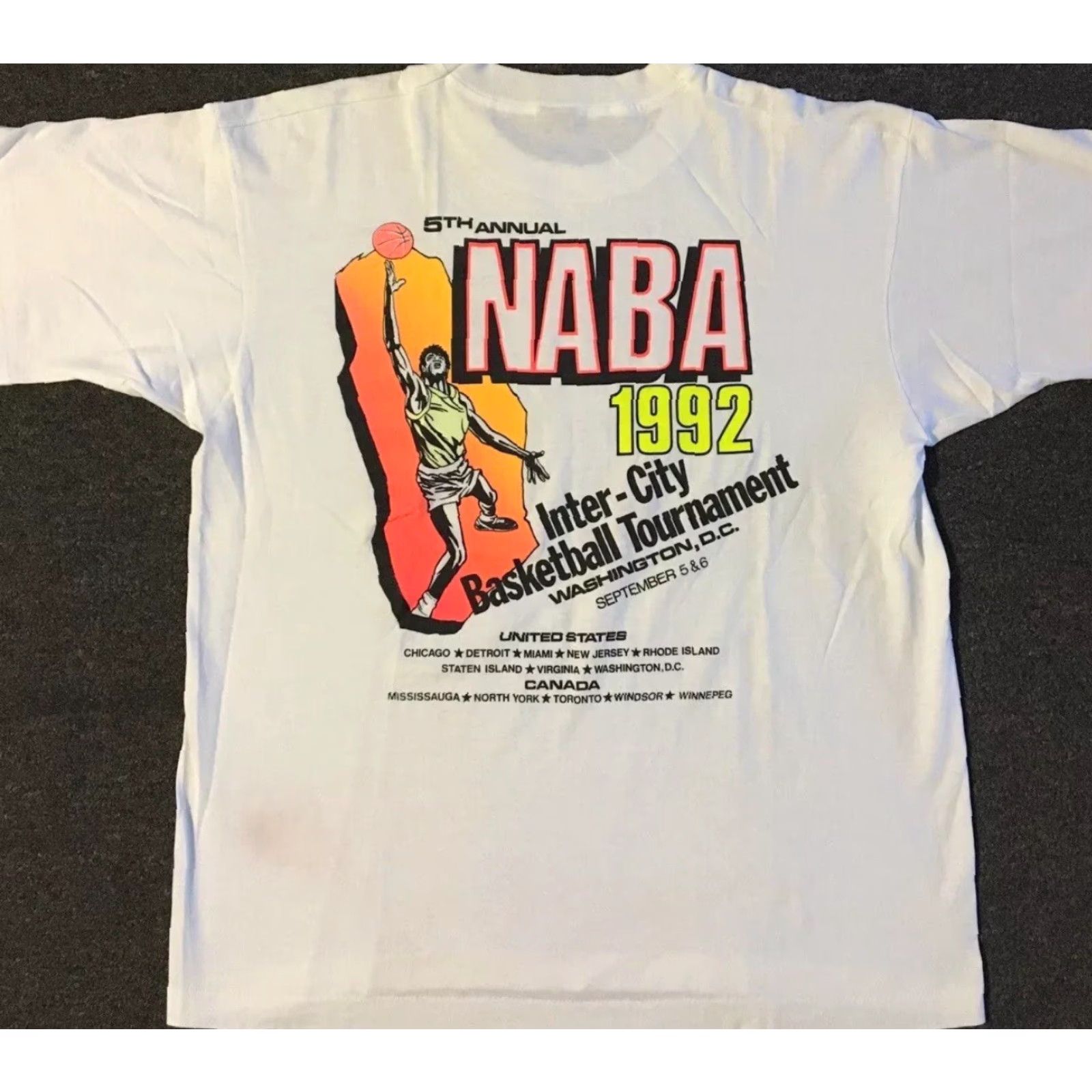 Vintage VINTAGE NABA Inter City Basketball Tournament Shirt M White Short Sleeve Men 90s Grunge Sports College USA Size M Size US M / EU 48-50 / 2 - 2 Thumbnail