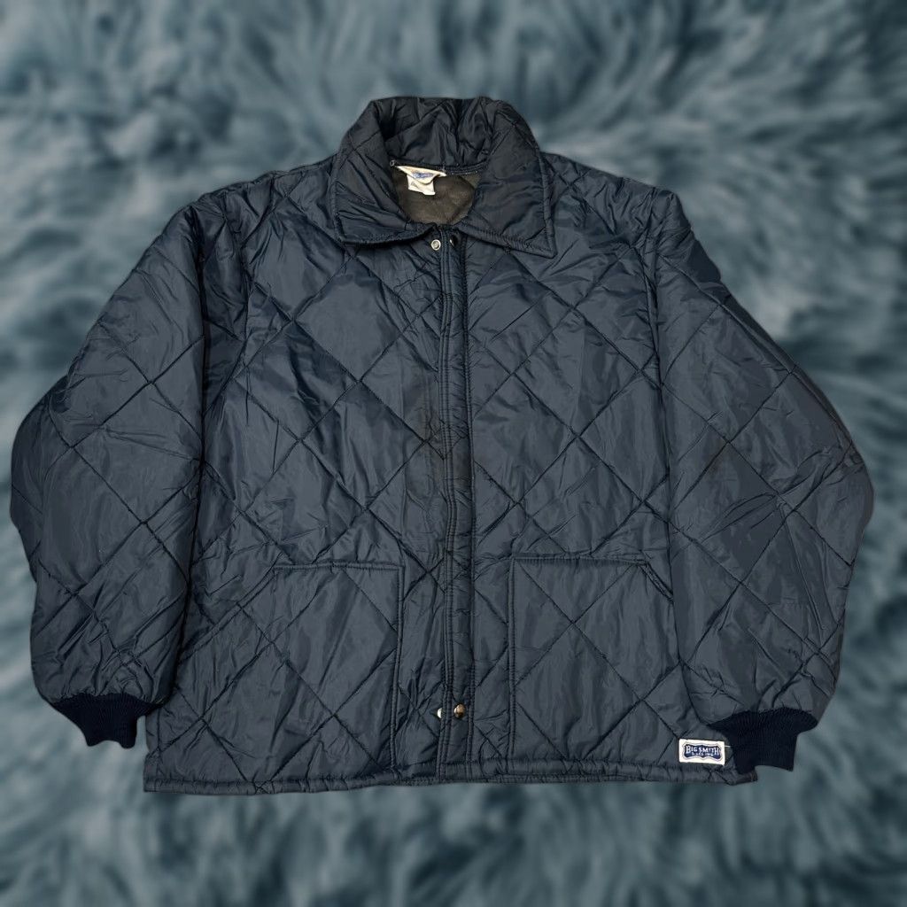 Vintage VINTAGE Big Smith Quilted Work Jacket Mens XXL Navy Blue Snap Zip Liner 70s 80s Bomber Jacket Size US XXL / EU 58 / 5 - 1 Thumbnail
