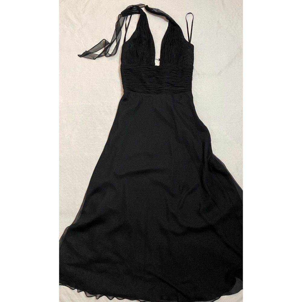 NWT New $168 White House Black Market Silk Black Halter Gow