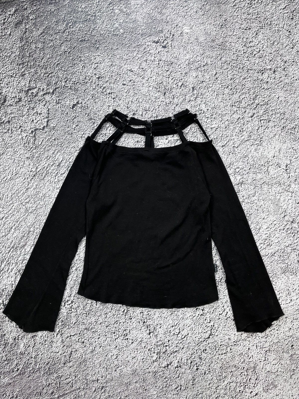 Japanese Brand Vintage strap shoulder gothic top avantgarde sexy longsleeve Size L / US 10 / IT 46 - 6 Thumbnail