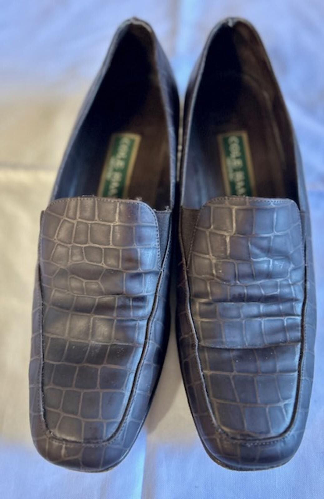 Cole Haan Cole Haan Men's Brown Croc-Embossed Leather Loafers Size 8.5 Size US 8.5 / EU 41-42 - 2 Thumbnail