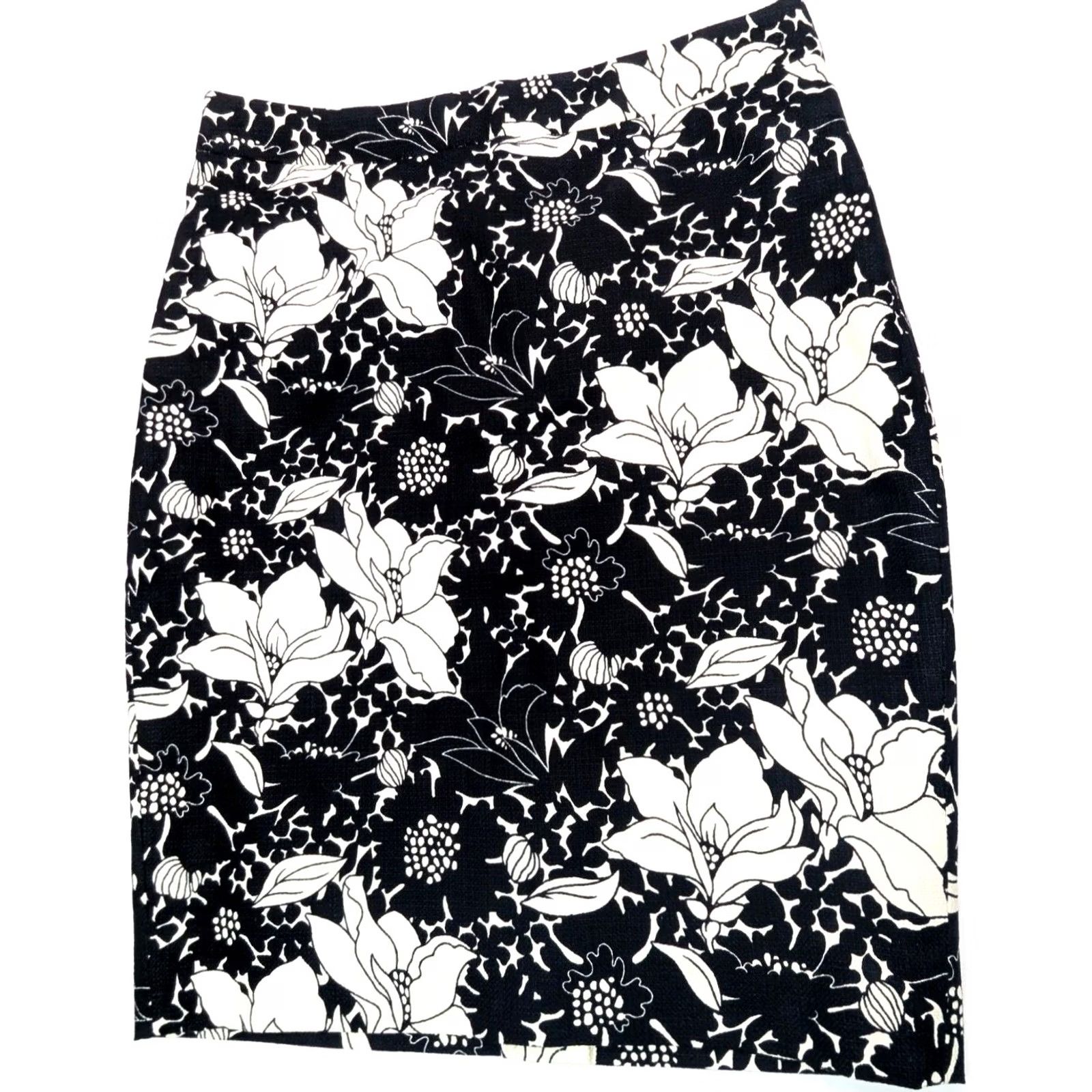 J.Crew VINTAGE J.CREW The Pencil Skirt Women 00 Floral White Cotton B8203 (Rearranged) Size 24" / US 00 / IT 34 - 2 Thumbnail