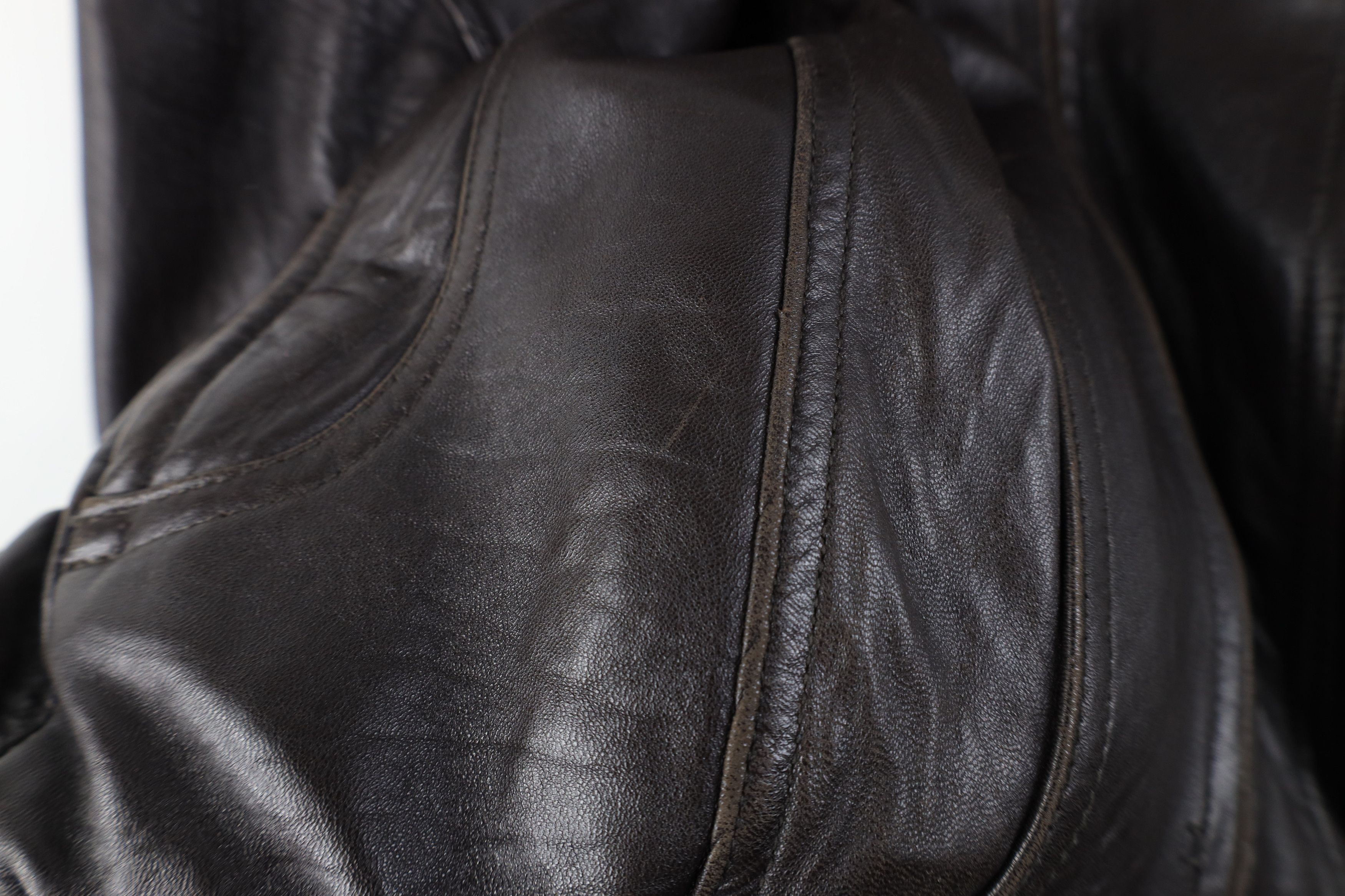 Vintage Vintage 90s Streetwear Full Zip Leather Bomber Jacket Brown Size US XL / EU 56 / 4 - 5 Thumbnail