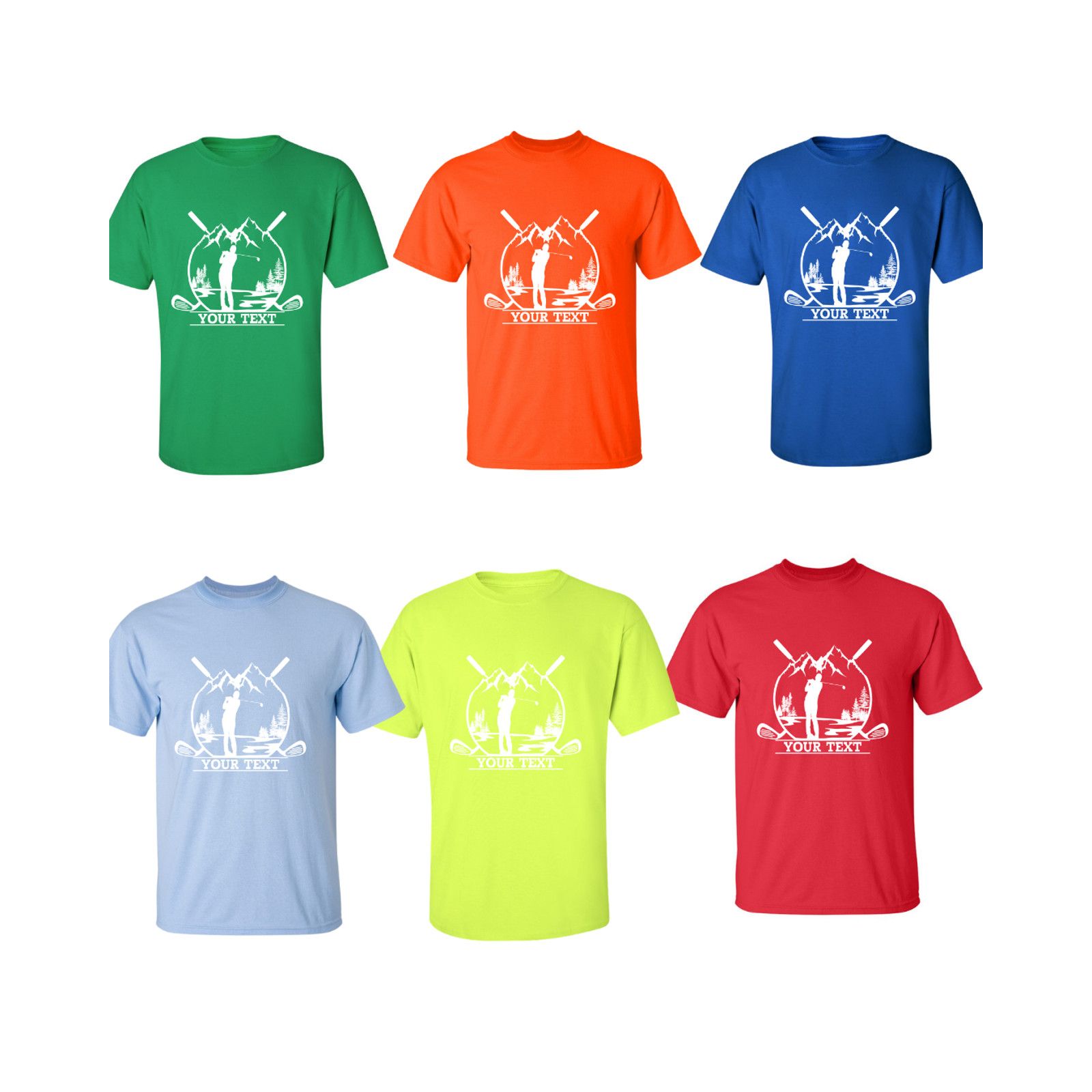 Gildan Personalized Golfer in Nature Scenery Custom Text T-Shirt Size US L / EU 52-54 / 3 - 4 Thumbnail