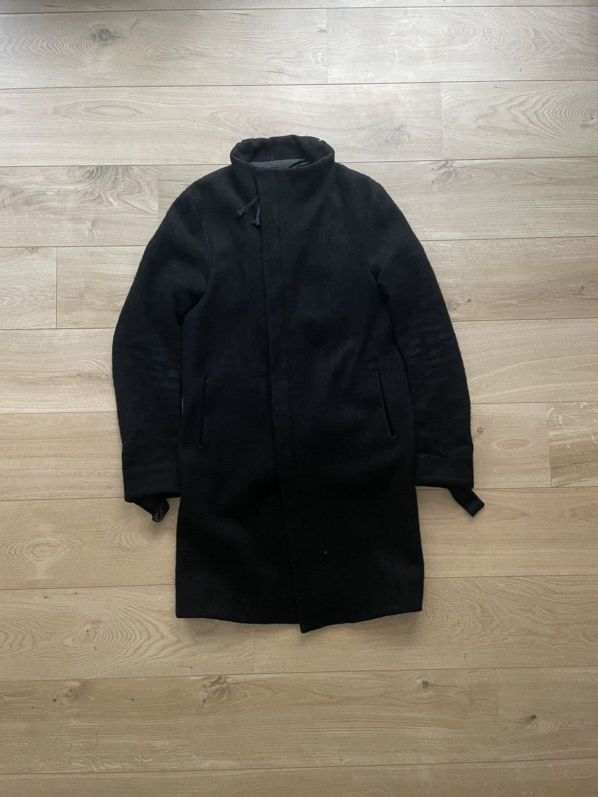 image of Boris Bidjan Saberi Boiled Wool Coat in Black, Men's (Size Large)