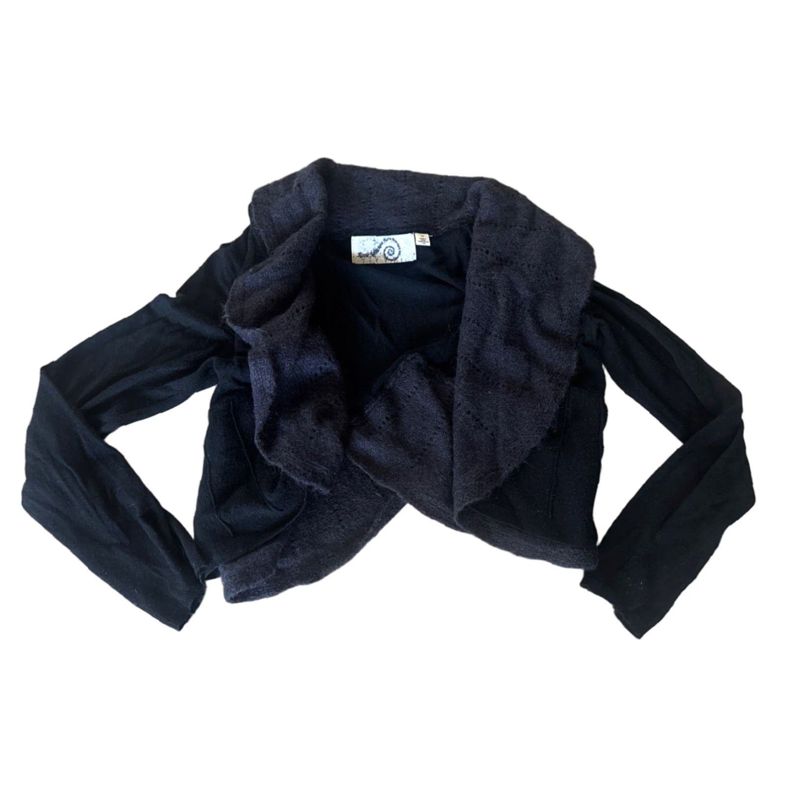 Anthropologie Rosie Neira Knit Cardigan Sweater Womens XS Black Collared Long Sleeve Designer Preppy Size XS / US 0-2 / IT 36-38 - 1 Thumbnail