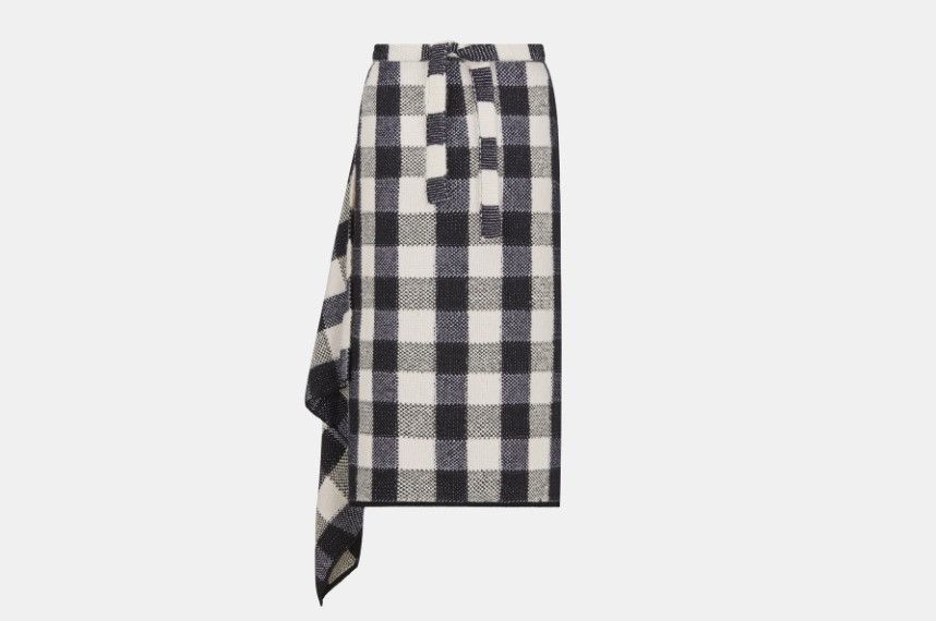 Dior o1w1db10824 Check'n' Wrap Skirt in Grey Black Size 30" / US 8 / IT 44 - 2 Thumbnail