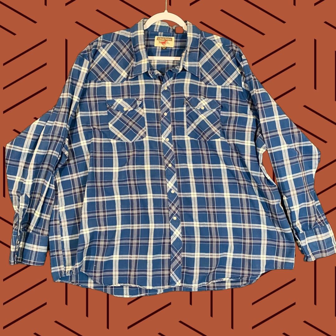 Vintage VINTAGE Youngbloods Shirt Mens 3X Big Man Blue Plaid Pearl Snap Western Wear Size US XXL / EU 58 / 5 - 1 Thumbnail