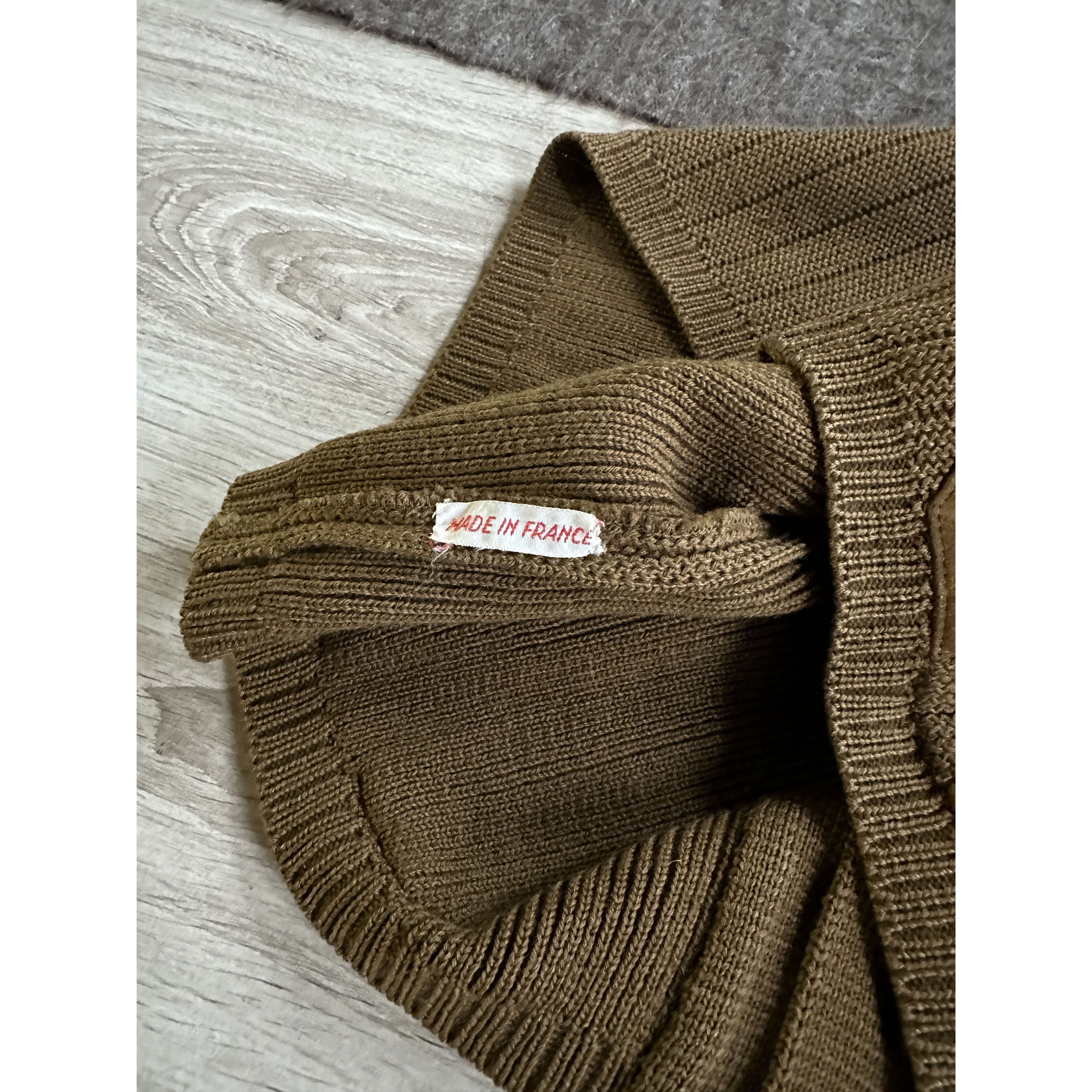 Vintage Vintage 60s French Wool Knitted Cardigan Sweater 7909AC Size US L / EU 52-54 / 3 - 4 Thumbnail