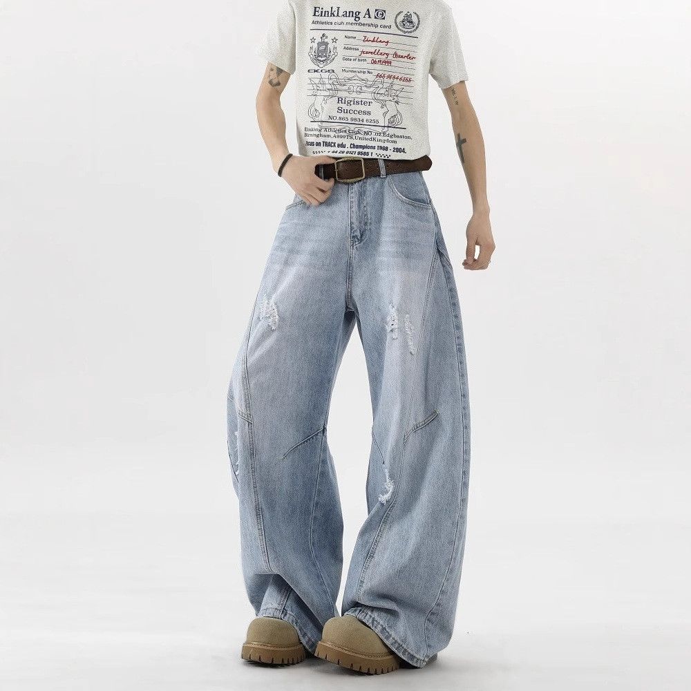 Japanese Brand American men's retro ripped wide-leg scimitar jeans Size US 32 / EU 48 - 4 Thumbnail