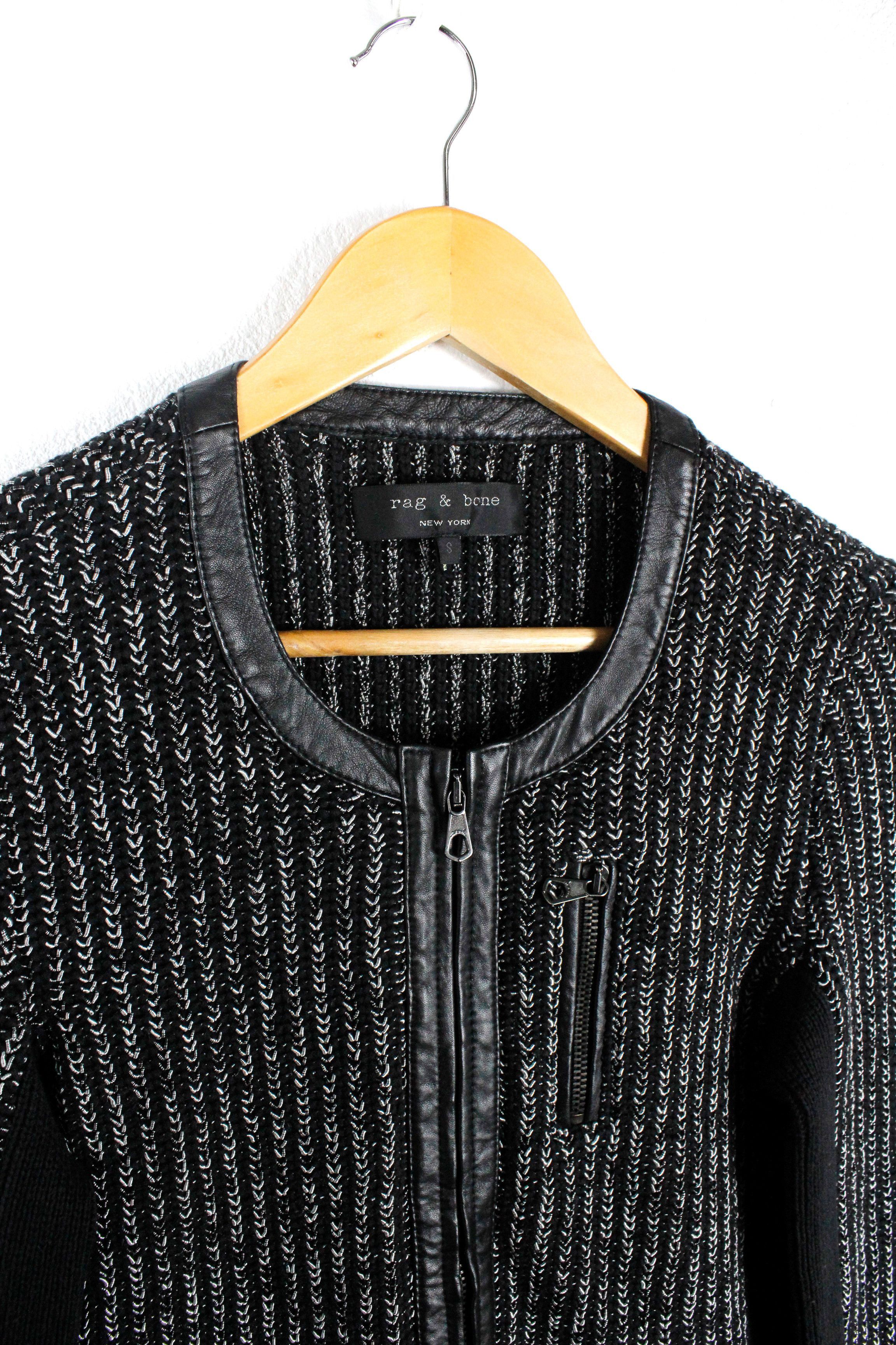 Rag & Bone Rag & Bone Paula Tweed Silver Leather Trim Zip Jacket Size S / US 4 / IT 40 - 3 Thumbnail
