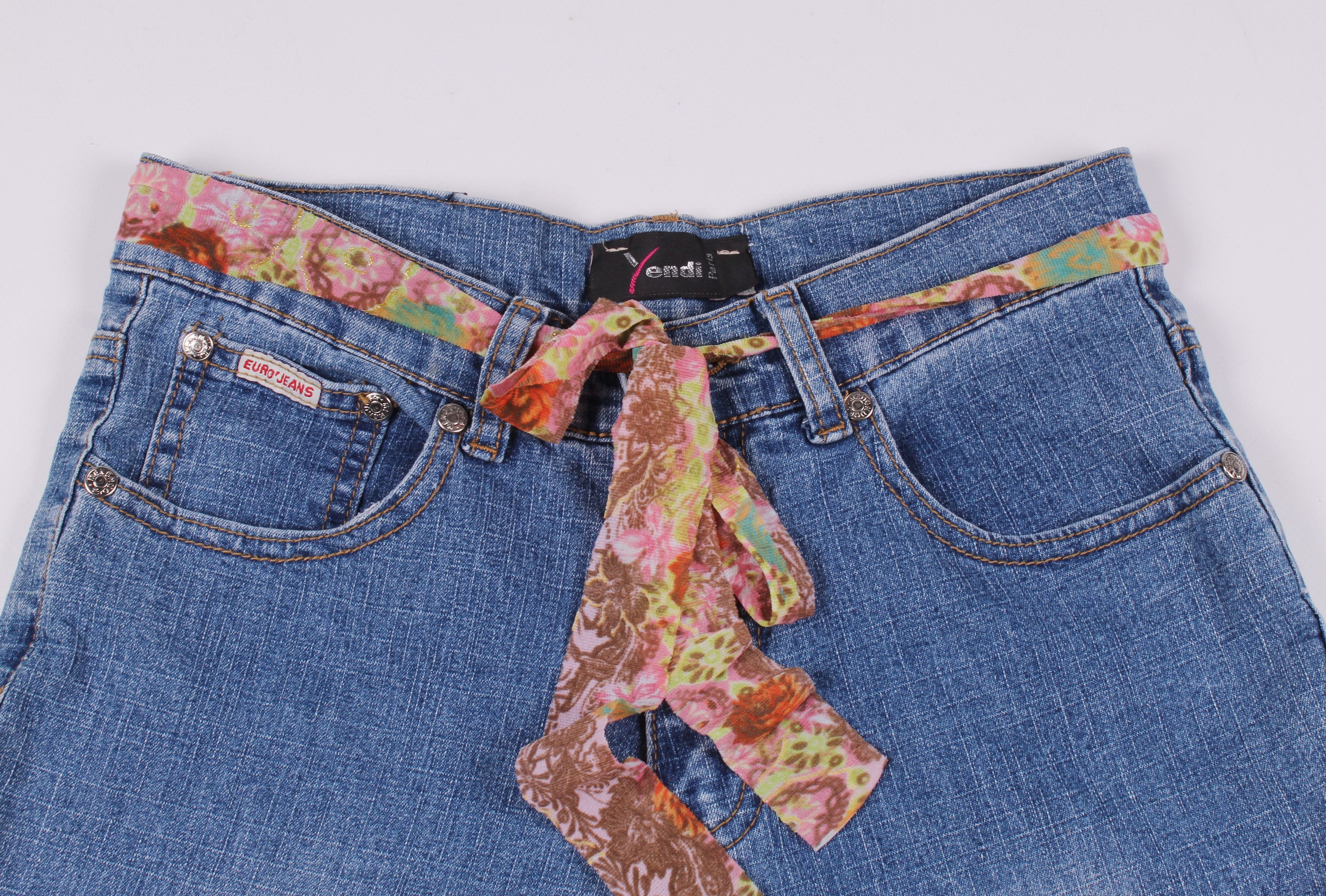 Vintage Vintage Y2K Yendi Paris Boho Denim Skirt Size 26" / US 2 / IT 38 - 2 Thumbnail