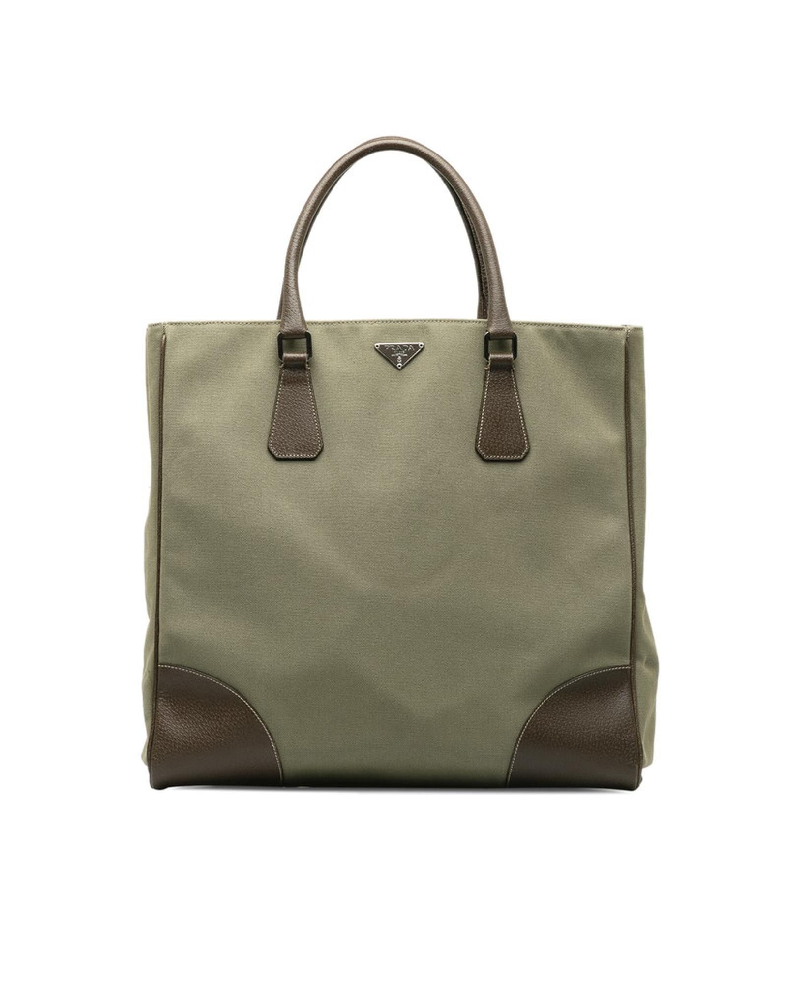 image of Prada Bronze Canvas Tote Bag In Ab Condition, Women's