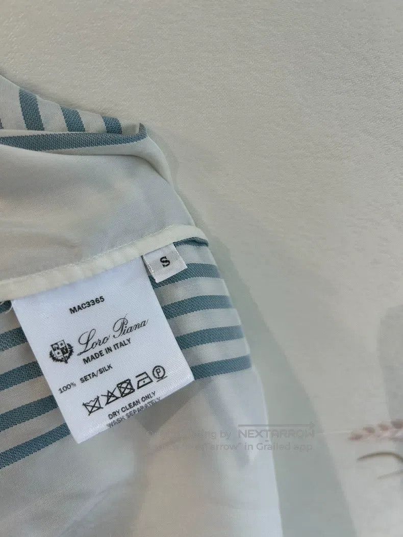 Loro Piana LORO PIANA Blue and white striped silk casual top Size S / US 4 / IT 40 - 9 Thumbnail