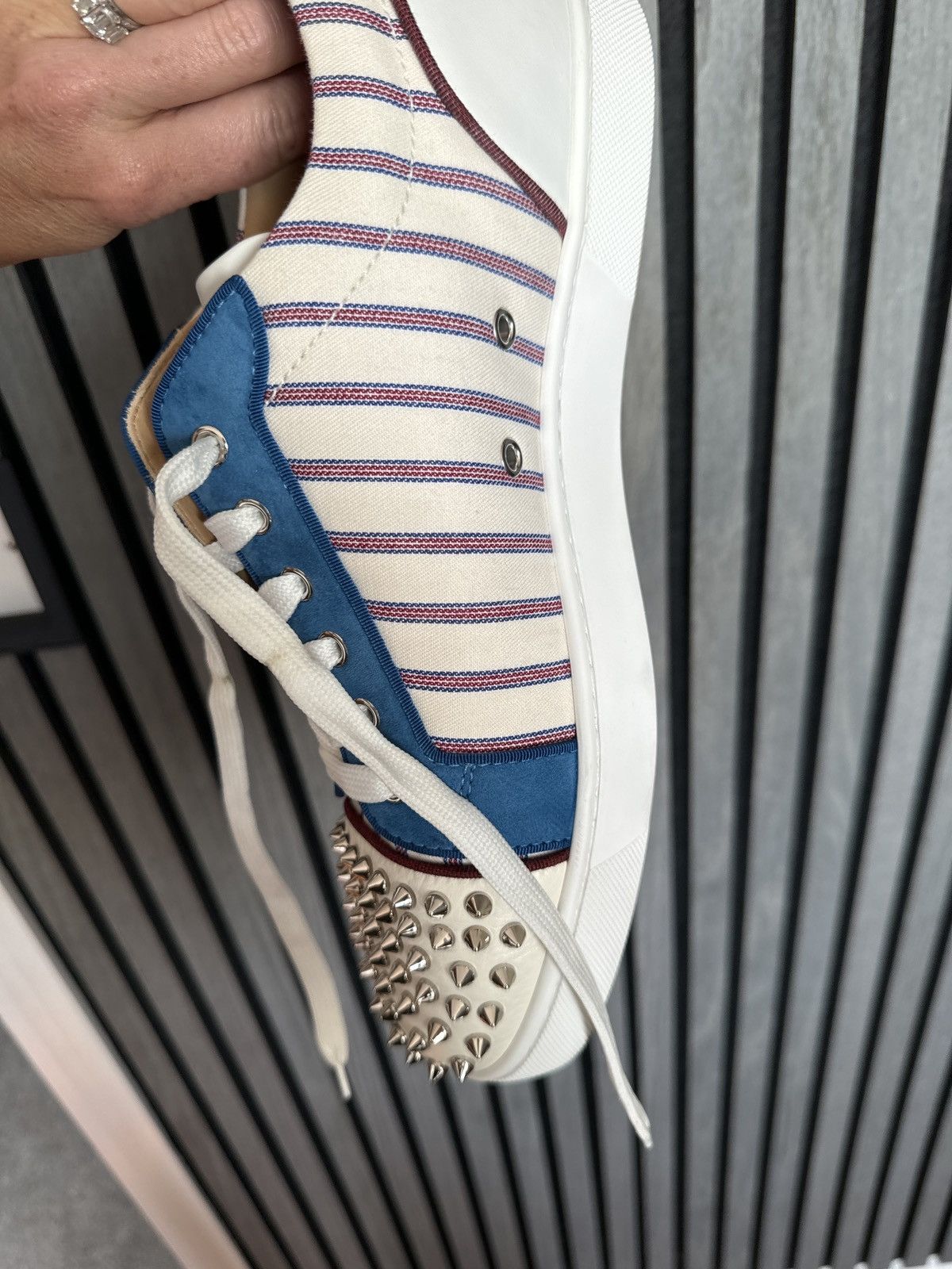 Christian Louboutin Christian Louboutin Blue & White With Red Stripe Size US 12 / EU 45 - 14 Thumbnail