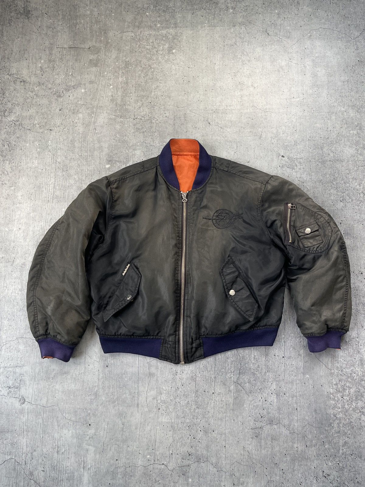 Mens Vintage Harley Davidson Bomber Jacket Big Logo Size L