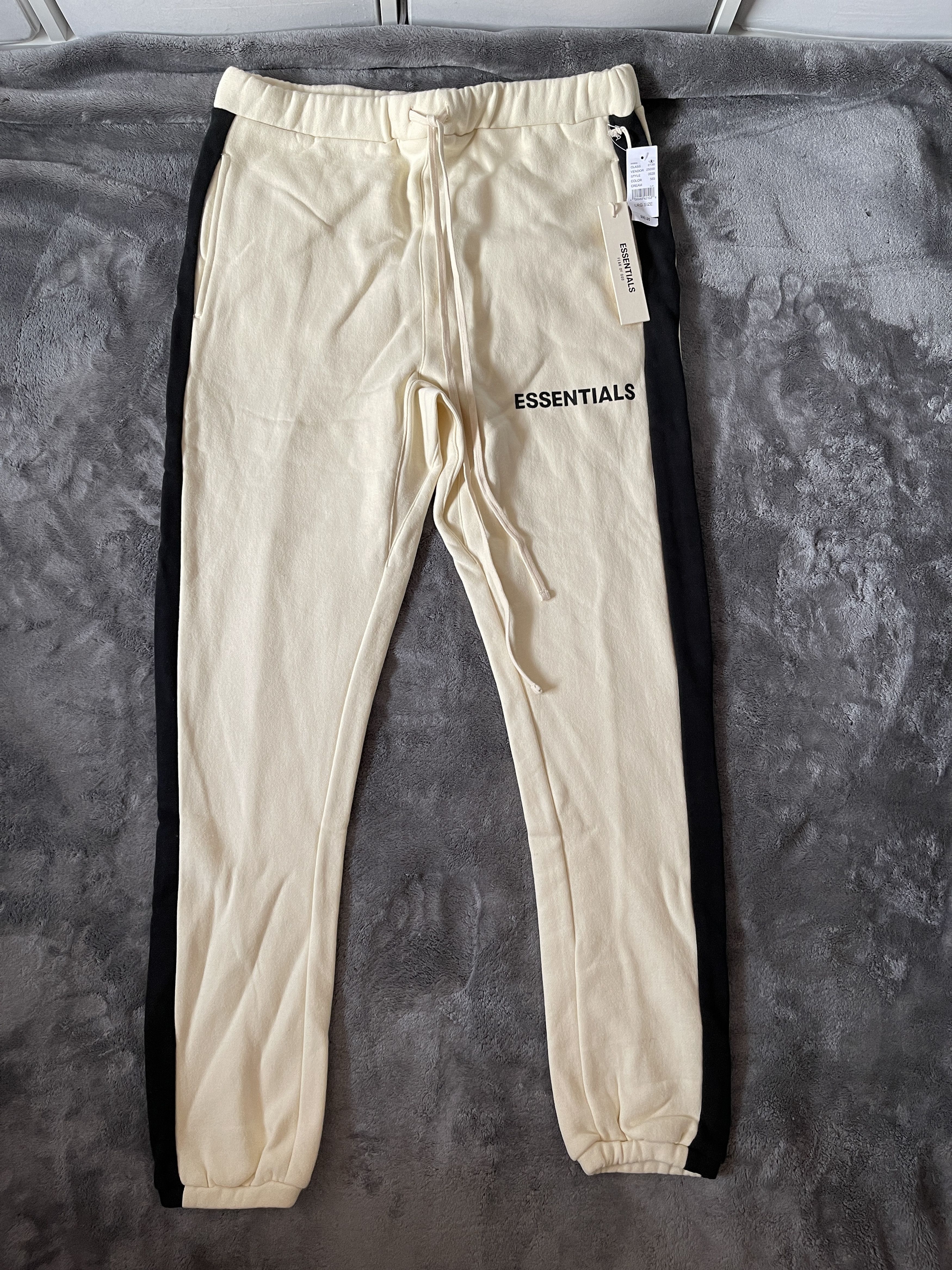 Fear of God FOG - Fear Of God Essentials Cream Side Stripe Sweatpants |  Grailed