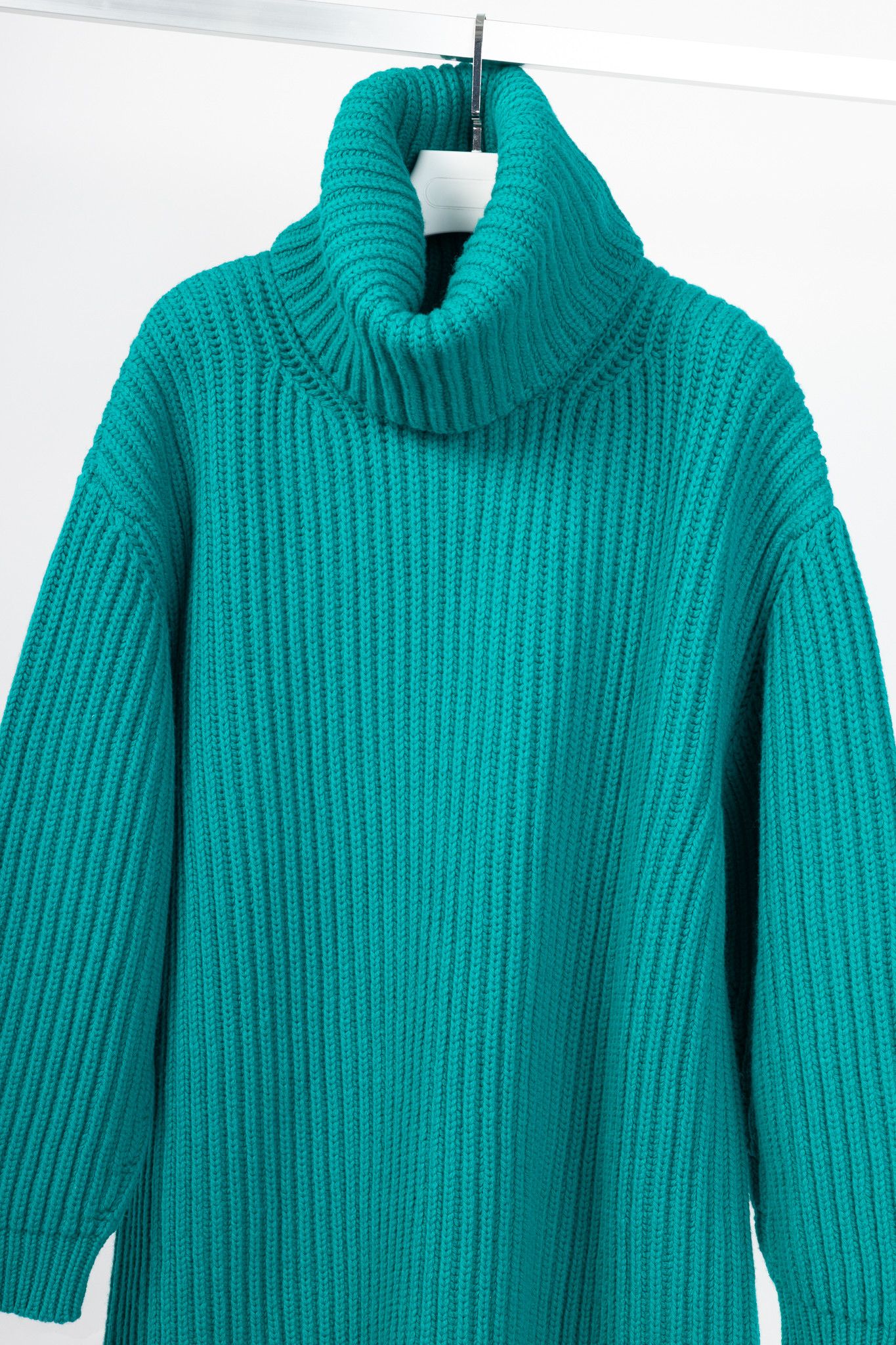 Balenciaga Balenciaga AW17 Turquoise Oversized Ribbed Wool Turtleneck Size XL / US 12-14 / IT 48-50 - 3 Thumbnail