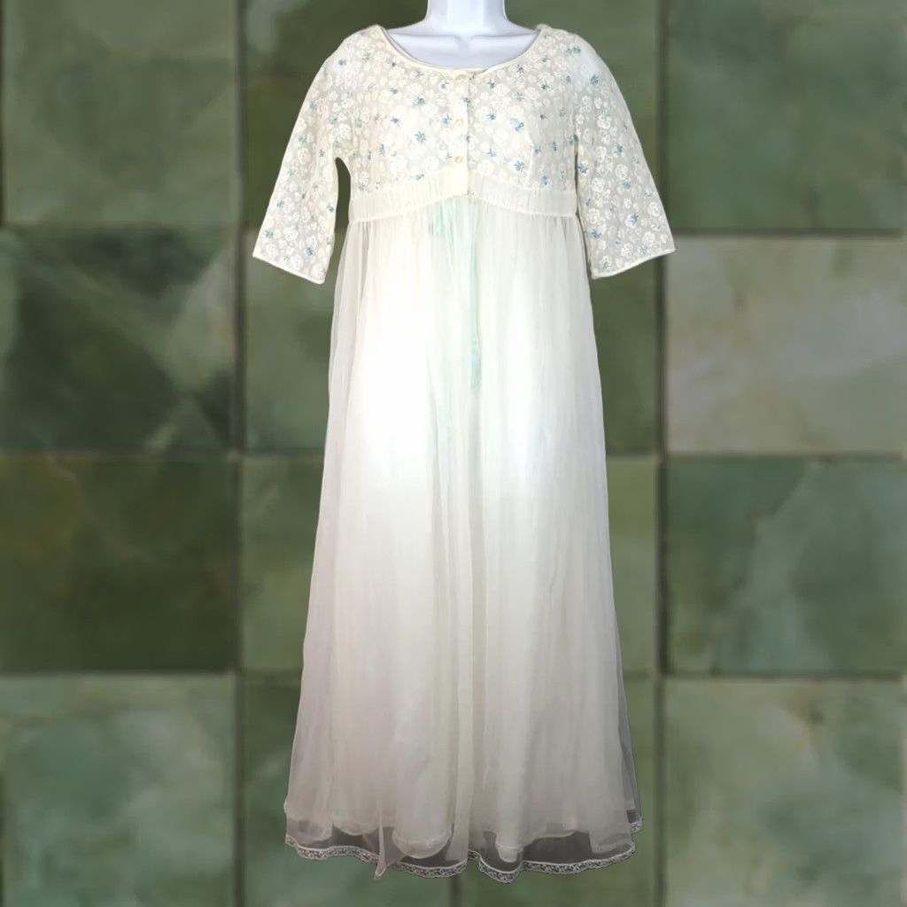 Vintage VINTAGE Miss Elaine White Chemise Robe & Gown Set Womens M Size ONE SIZE - 1 Thumbnail