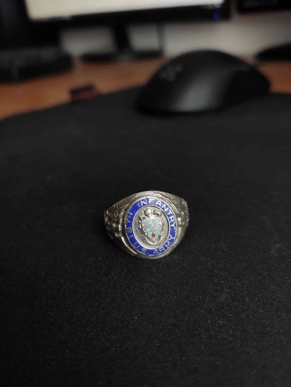 Sterling Silver US ARMY 16TH INFANTRY REGIMENT RING C.K. GROUSE ANTIQUE Size ONE SIZE - 1 Thumbnail