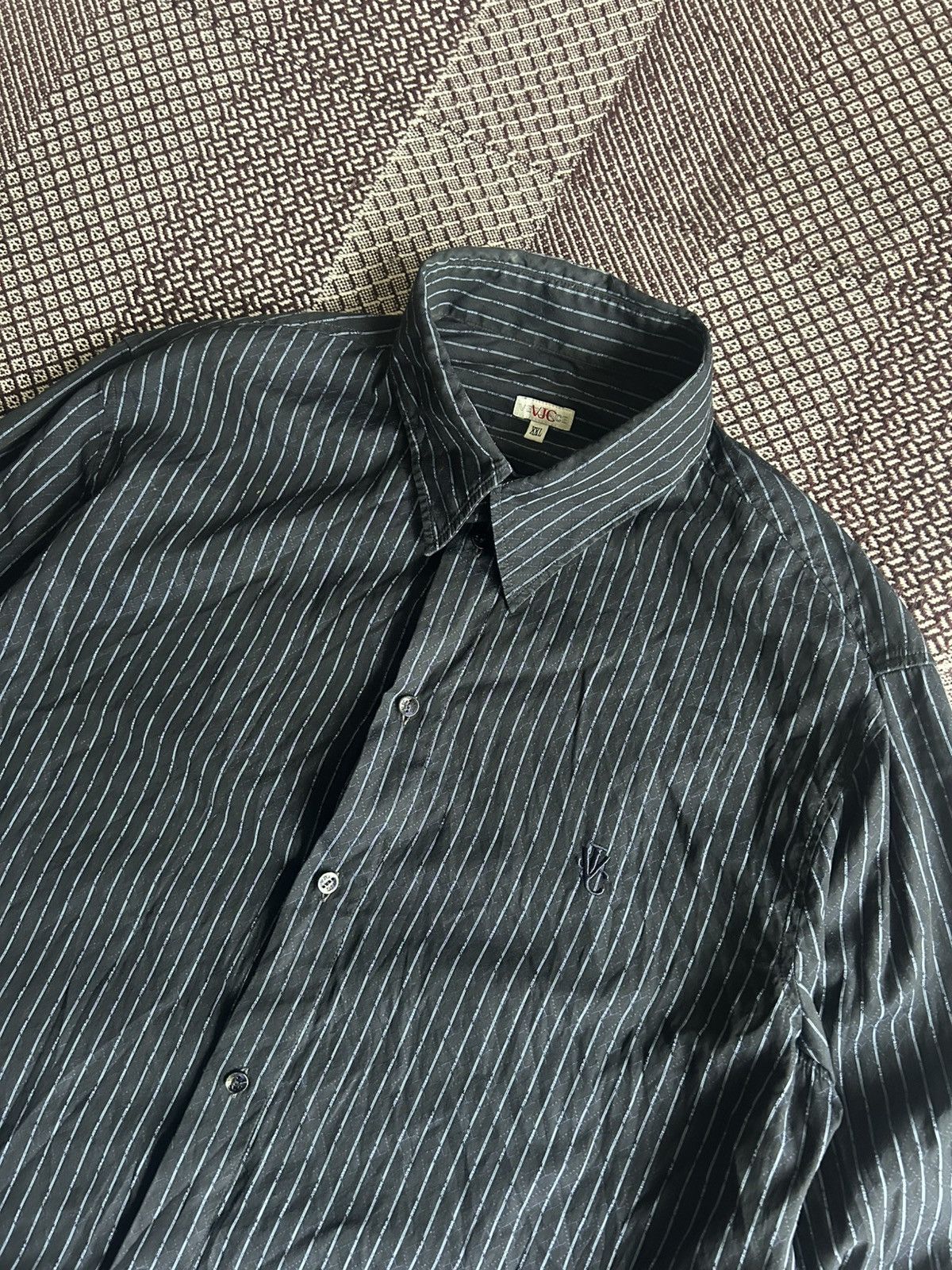 Versace Jeans Couture Versace Jeans Couture vintage Shirt Mens Striped Luxury Rare Size US XL / EU 56 / 4 - 3 Thumbnail