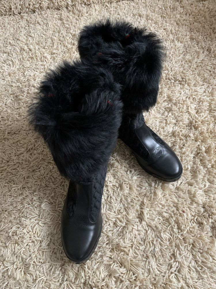 Gucci Gucci Fur Leather GG Boots Size US 7.5 / IT 37.5 - 2 Thumbnail