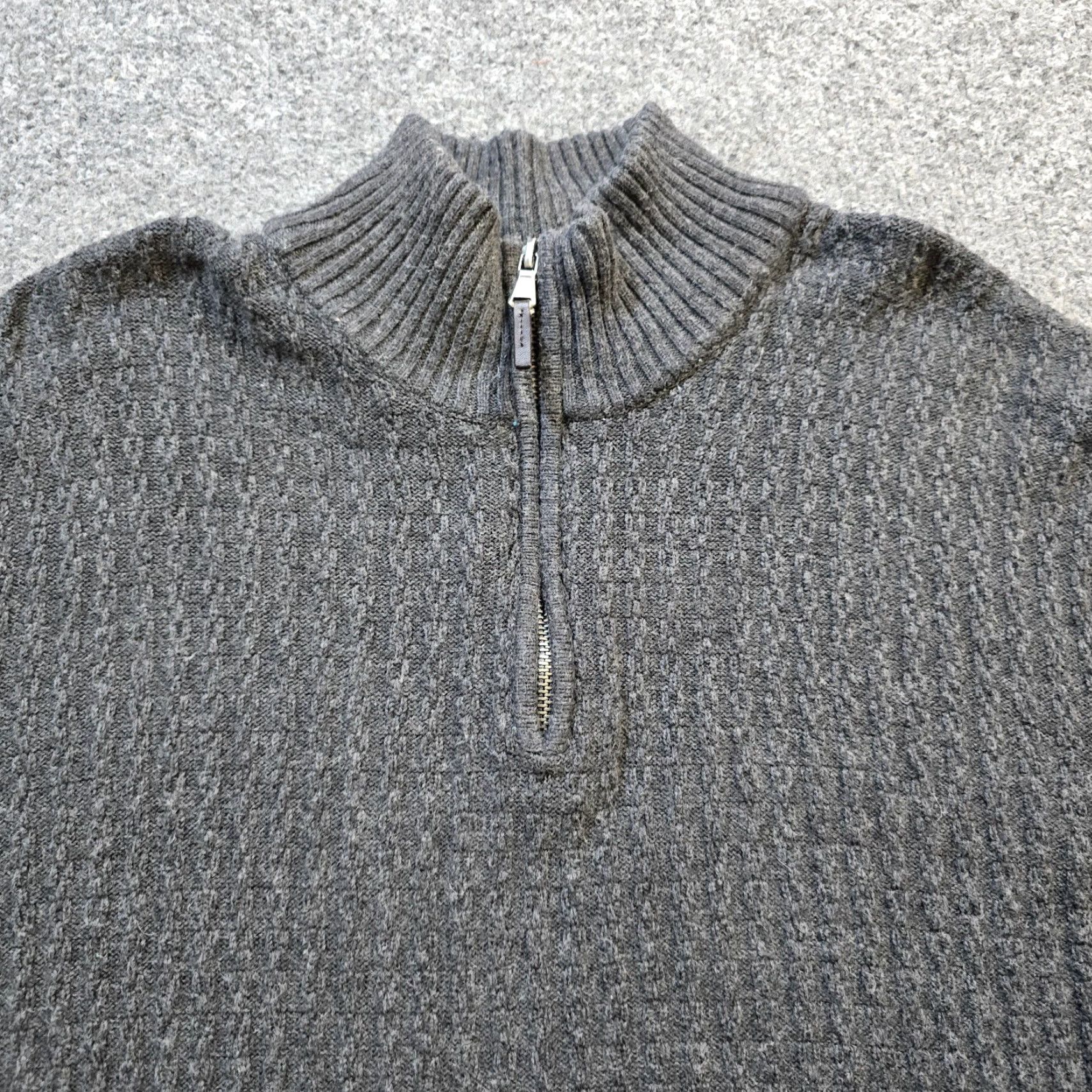 Joseph Abboud Joseph Abboud Sweater Mens XL Gray Cashmere Blend Textured High Neck 1/4 Zip Casual Pullover Knit Regular Men’s Size US XL / EU 56 / 4 - 2 Thumbnail