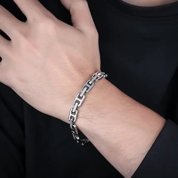 Jewelry Silver Link Chain Bracelet, Chunky Chain Bracelet Size ONE SIZE - 1 Thumbnail