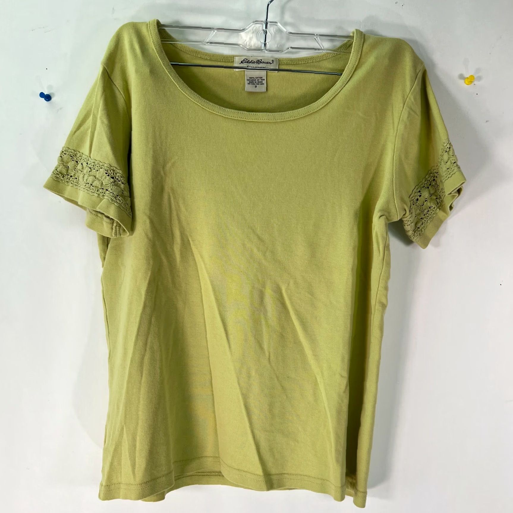 Eddie Bauer Eddie Bauer Womens Green Short Sleeve Pajama Set Size S/M Casual Solid Cotton Lightweight Sleepwear Size 28" / US 6 / IT 42 - 4 Thumbnail