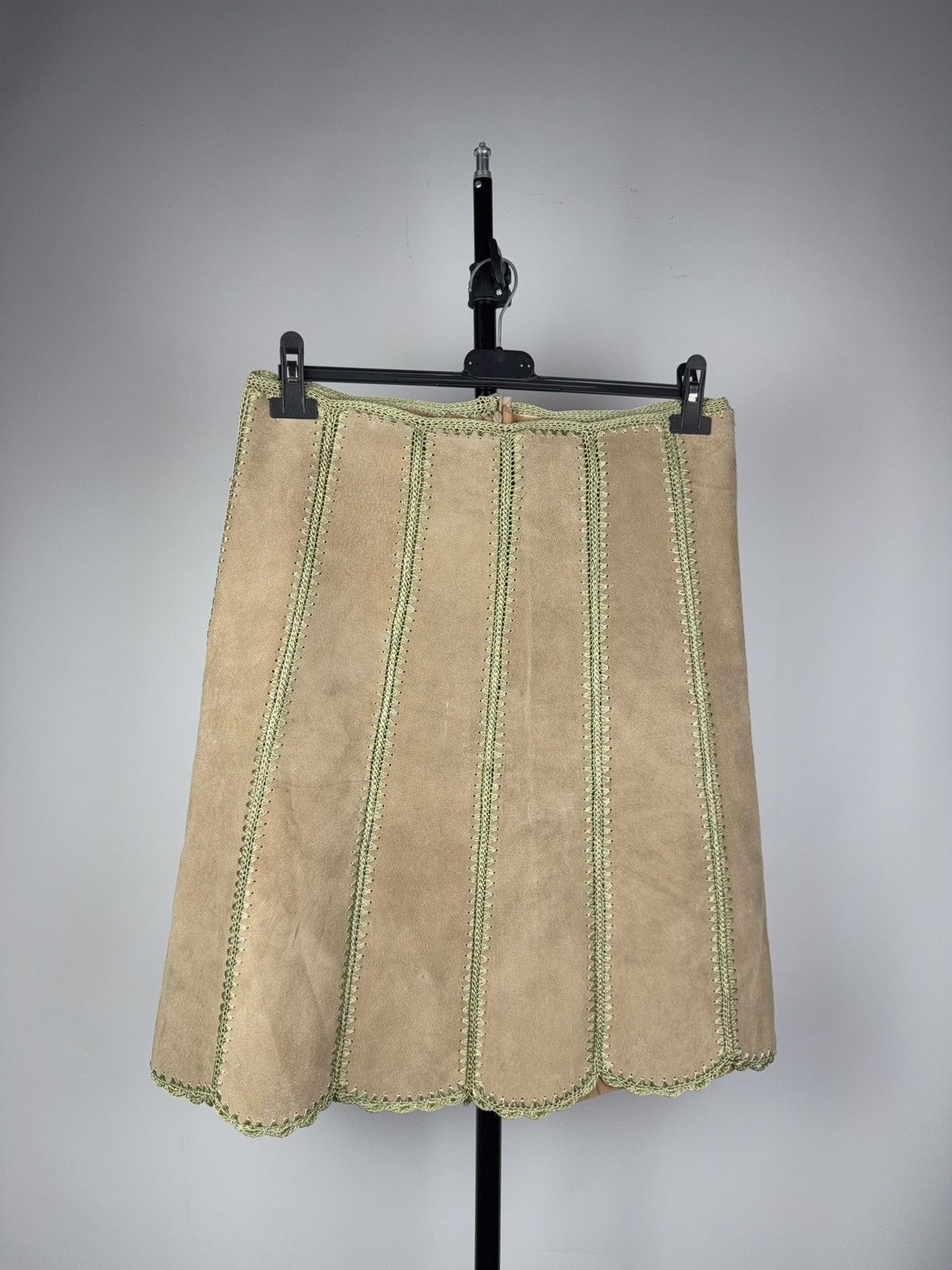 Genuine Leather Retro Rem Jorgensen Suede Skirt Boho 70sAvant Garde Style XL Size 31" - 1 Thumbnail
