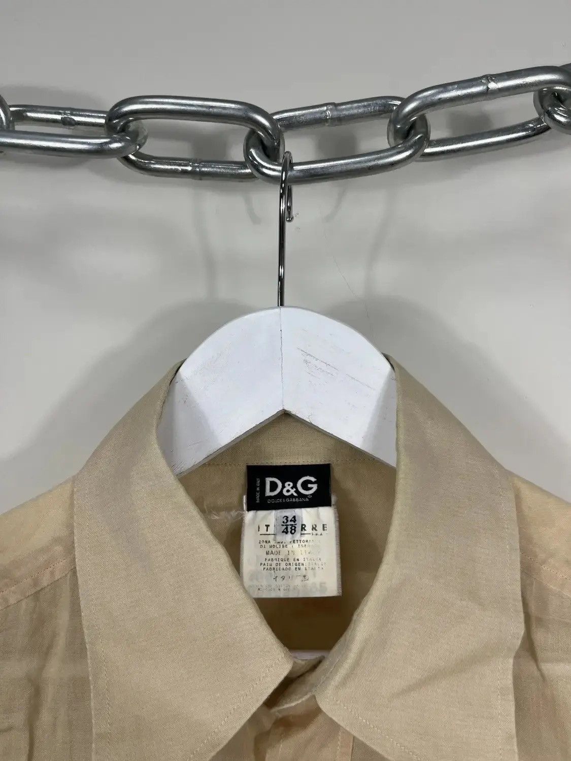 Dolce & Gabbana × Vintage Vintage Dolce & Gabanna Men's Yellow Luxury Button Up Shirt Size US M / EU 48-50 / 2 - 4 Thumbnail