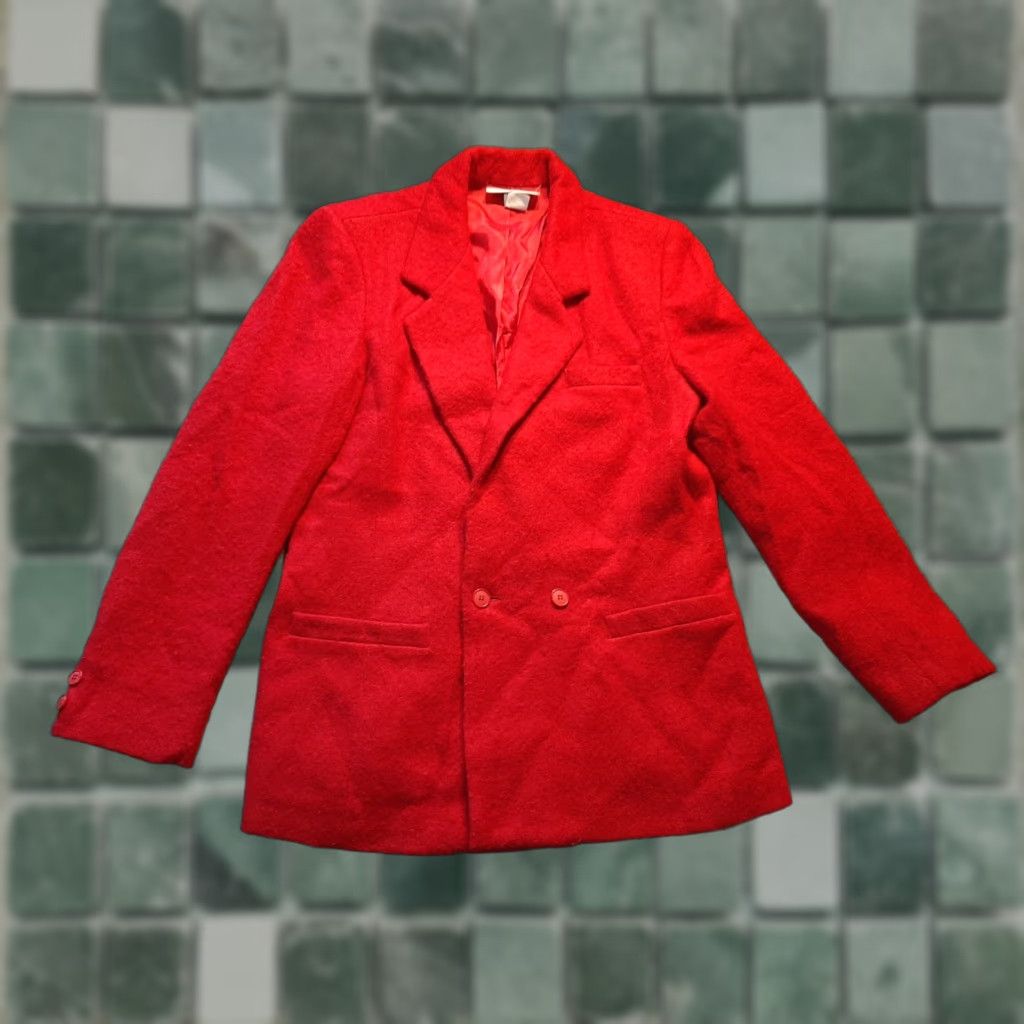 Vintage VINTAGE LLOYD WILLIAMS Blazer Jacket Women’s Red Wool VTG Size 10 Long Sleeve Button Front One-Button Lined Workwear Casual Party/Cocktail Women Size L / US 10 / IT 46 - 1 Thumbnail