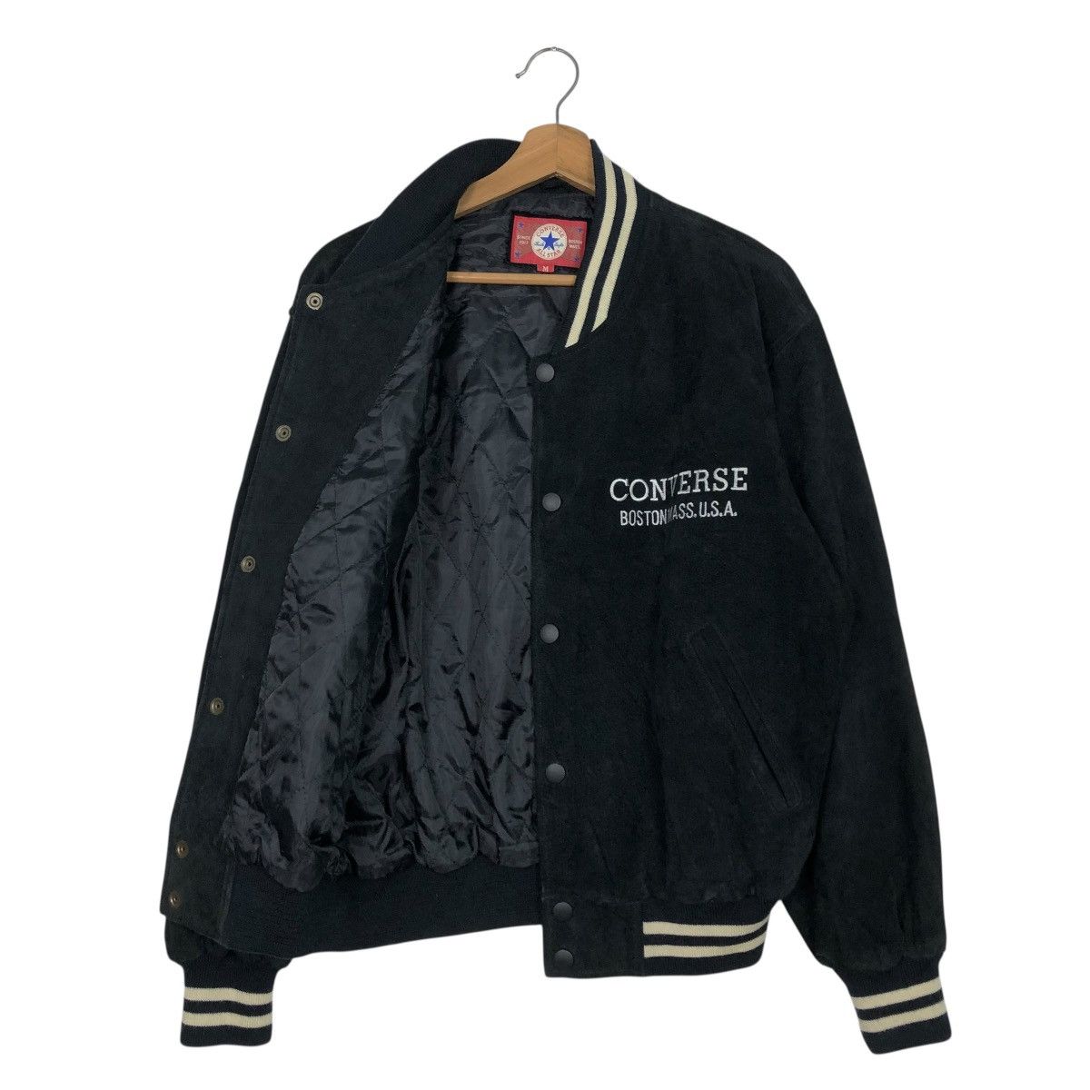 Japanese Brand 🔥VINTAGE BOMBER LEATHER JACKET CONVERSE ALL STAR BOSTON MASS Size US M / EU 48-50 / 2 - 13 Thumbnail