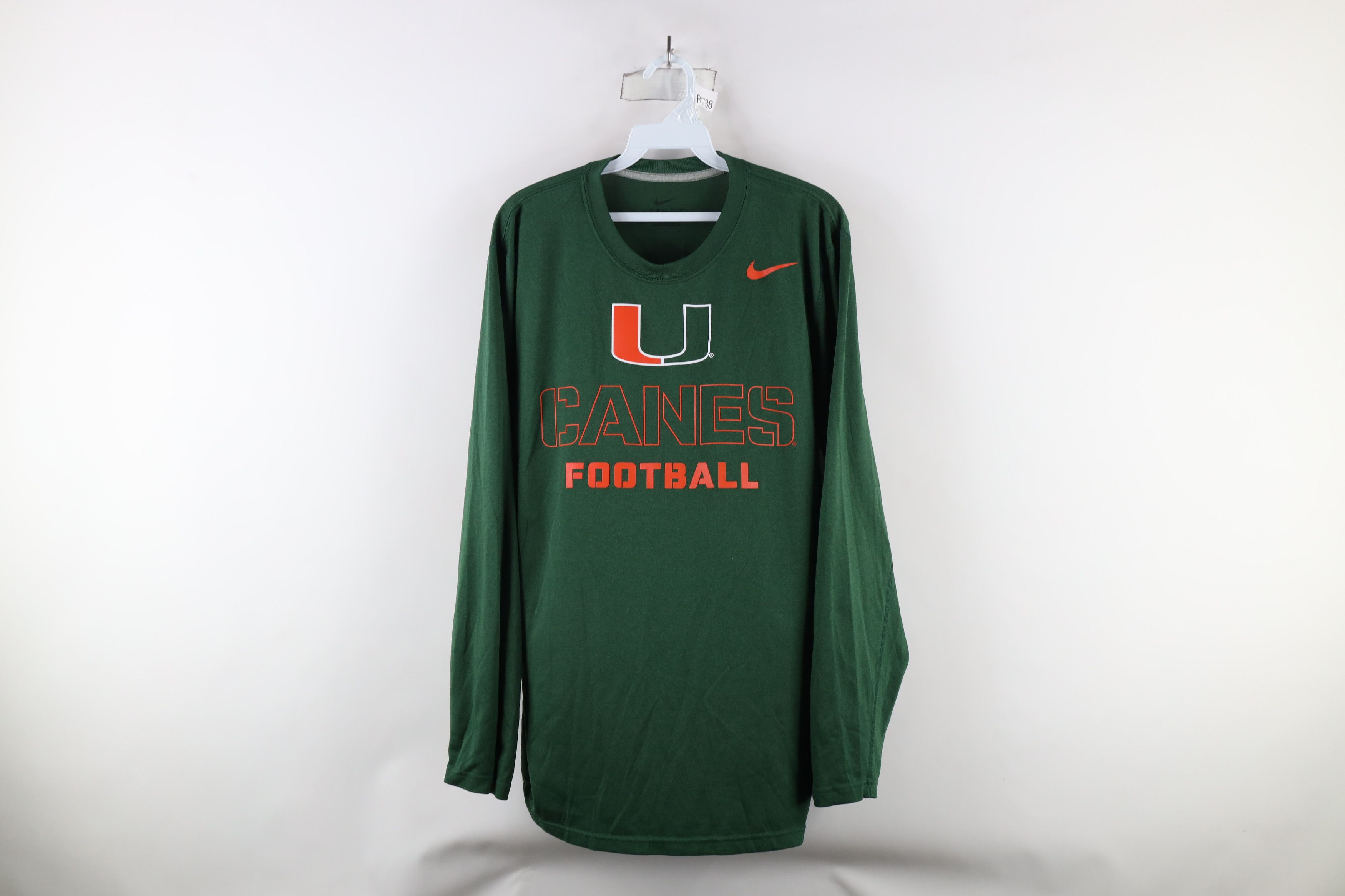 Nike × Vintage Nike University of Hurricanes Football Long Sleeve T-Shirt Size US L / EU 52-54 / 3 - 1 Thumbnail