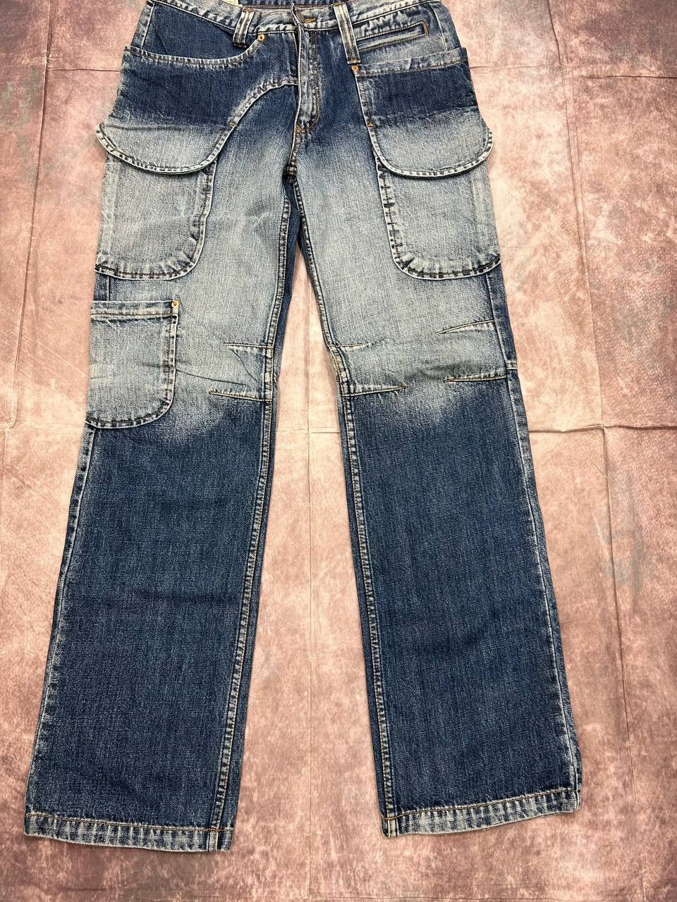 Tornado Mart Vintage TOUGH Jeansmith Multi Pocket Cargo Denim Jeans Size 32 Archive Y2K Distressed Size US 32 / EU 48 - 1 Thumbnail