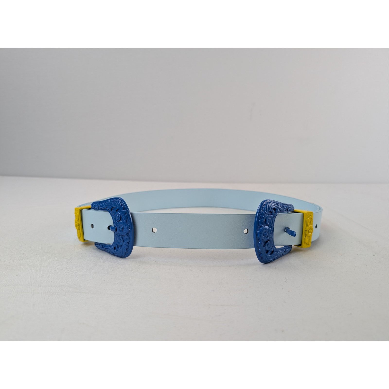 Casablanca o1rshd1 Size: 90 / Leather Comboy Buckle Belt in Light Blue Size 36 - 9 Thumbnail