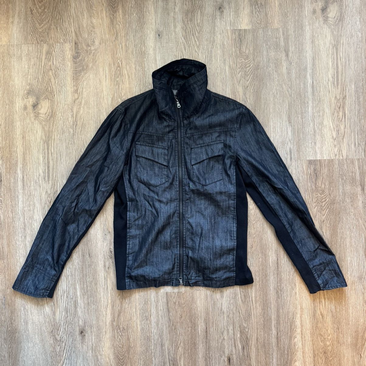 semanticdesign semantic design — Coated Denim Funnel-Neck Zip