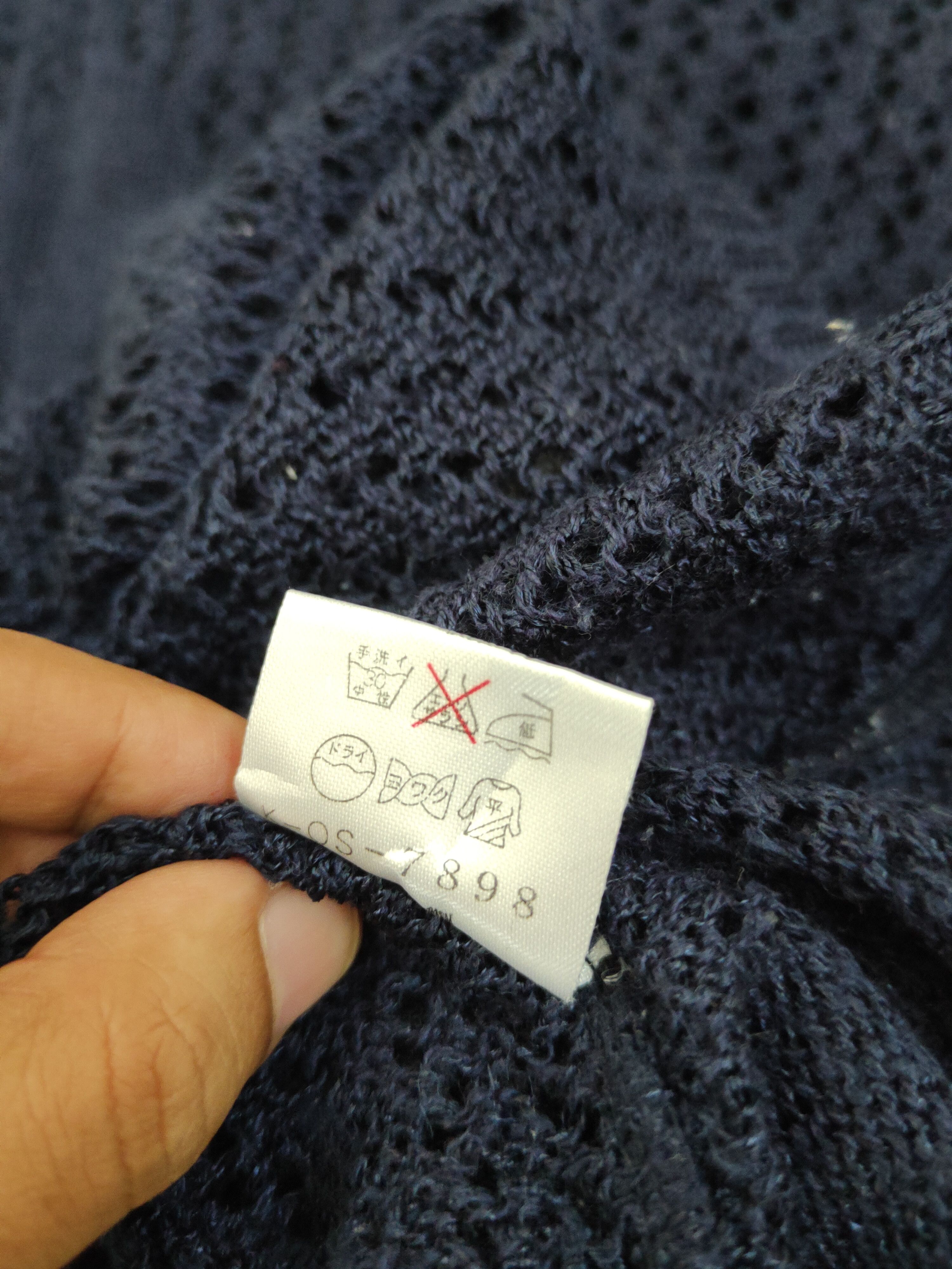 Aiso Navy MeshNet crochet Knitwear Short Sleeve #W1292