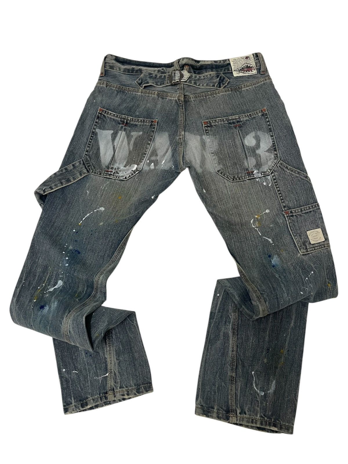 Japanese Brand × PPFM × Seditionaries Offer☄️PPFM carpenters paint splatter buckle back denim jeans Size US 32 / EU 48 - 5 Thumbnail