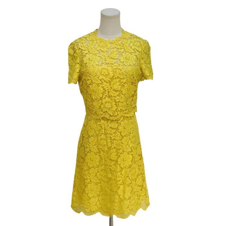 Valentino Valentino Yellow Floral Lace Dress Size 8 Size M / US 6-8 / IT 42-44 - 1 Thumbnail