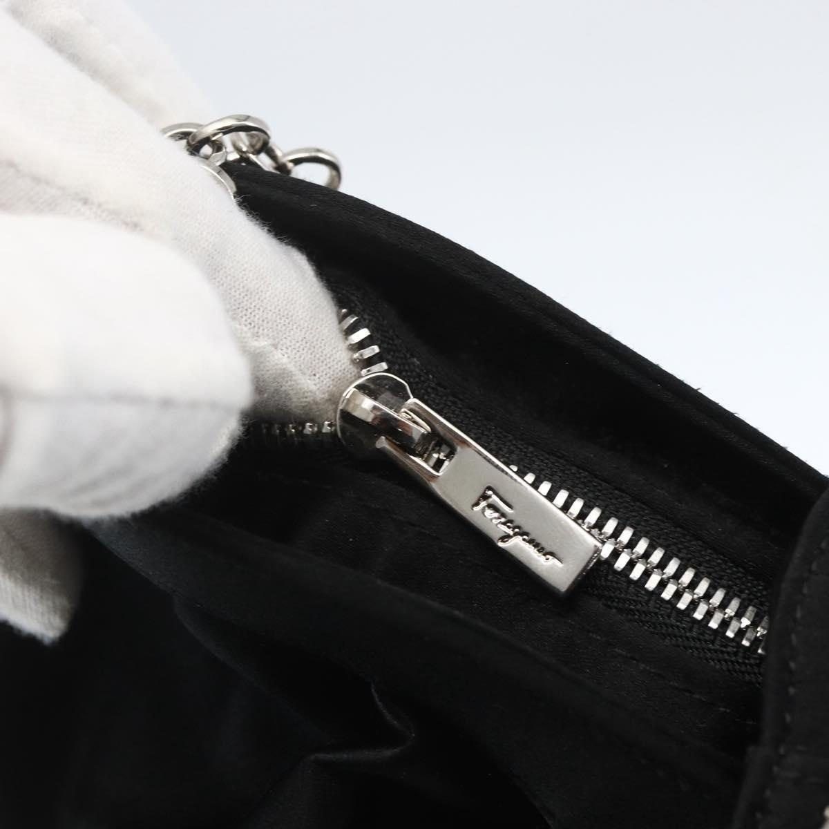 Salvatore Ferragamo Salvatore Ferragamo Satin Gancini Chain Shoulder Bag Black Size ONE SIZE - 9 Thumbnail