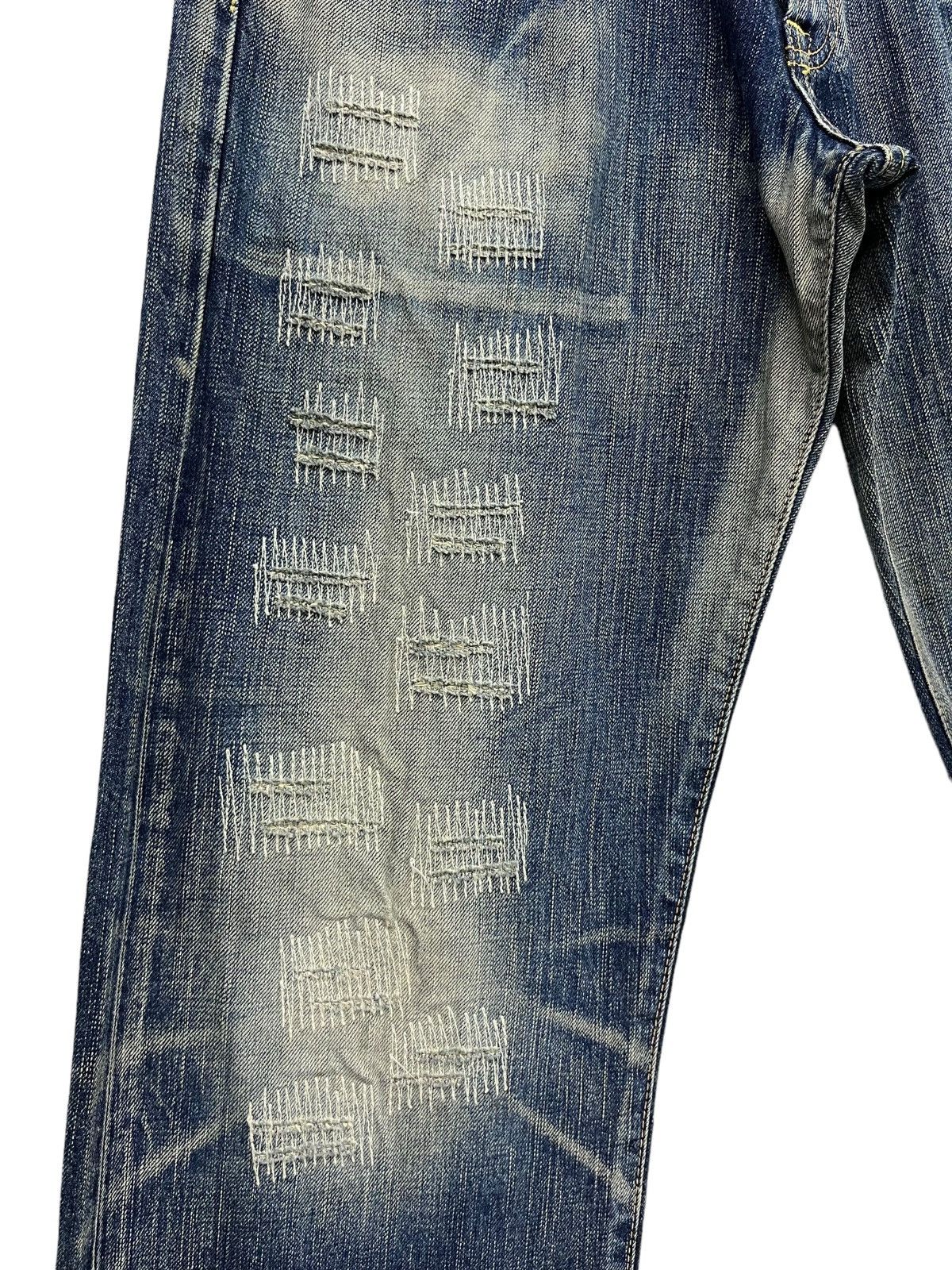 Edwin FYE🔥Vintage EDWIN 504 Japan Grunge ZigZag Distressed Denim Size US 30 / EU 46 - 12 Thumbnail