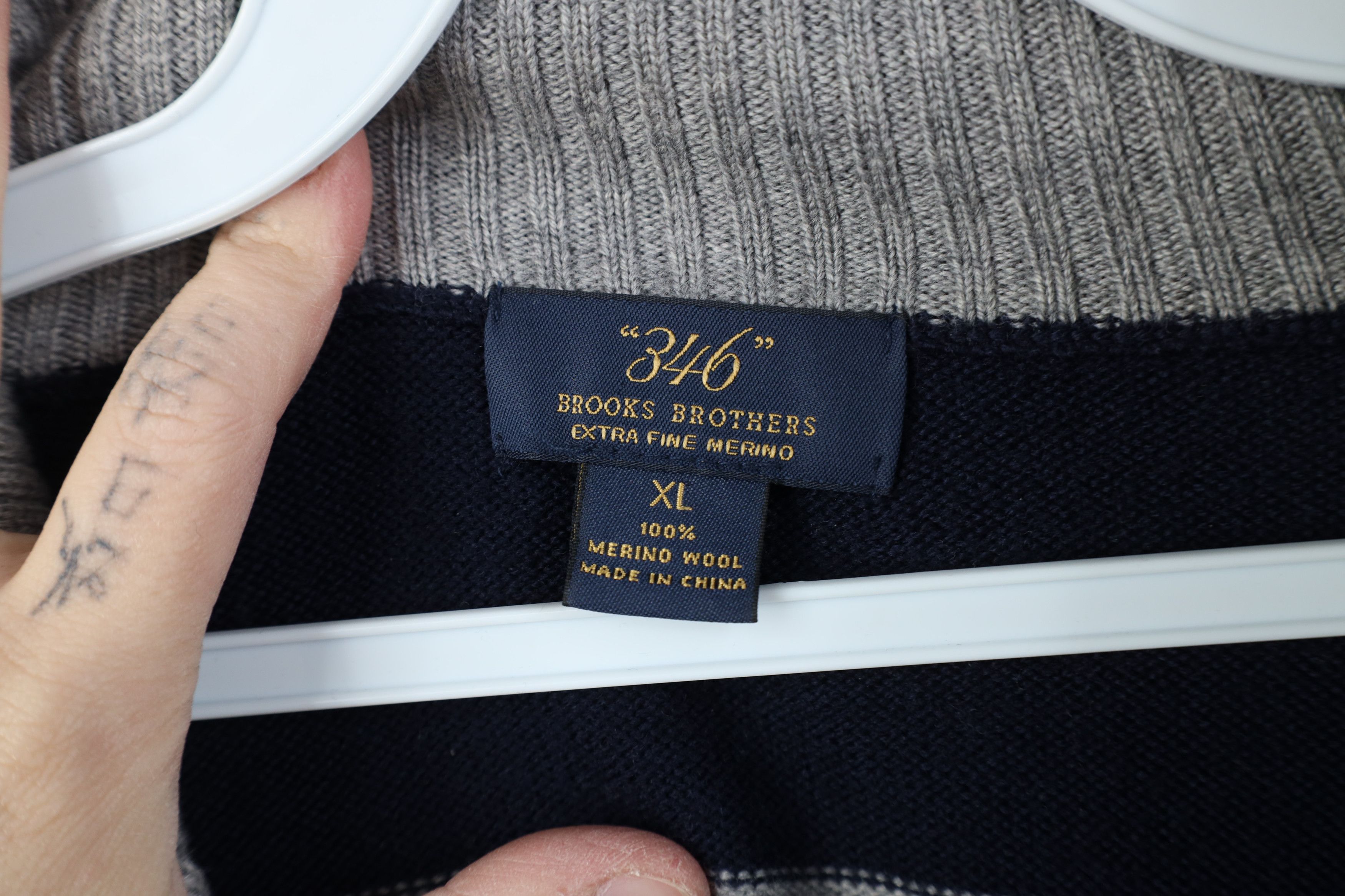 Brooks Brothers Brooks Brothers Merino Striped 1/4 Half Zip Pullover Sweater Size US XL / EU 56 / 4 - 6 Thumbnail