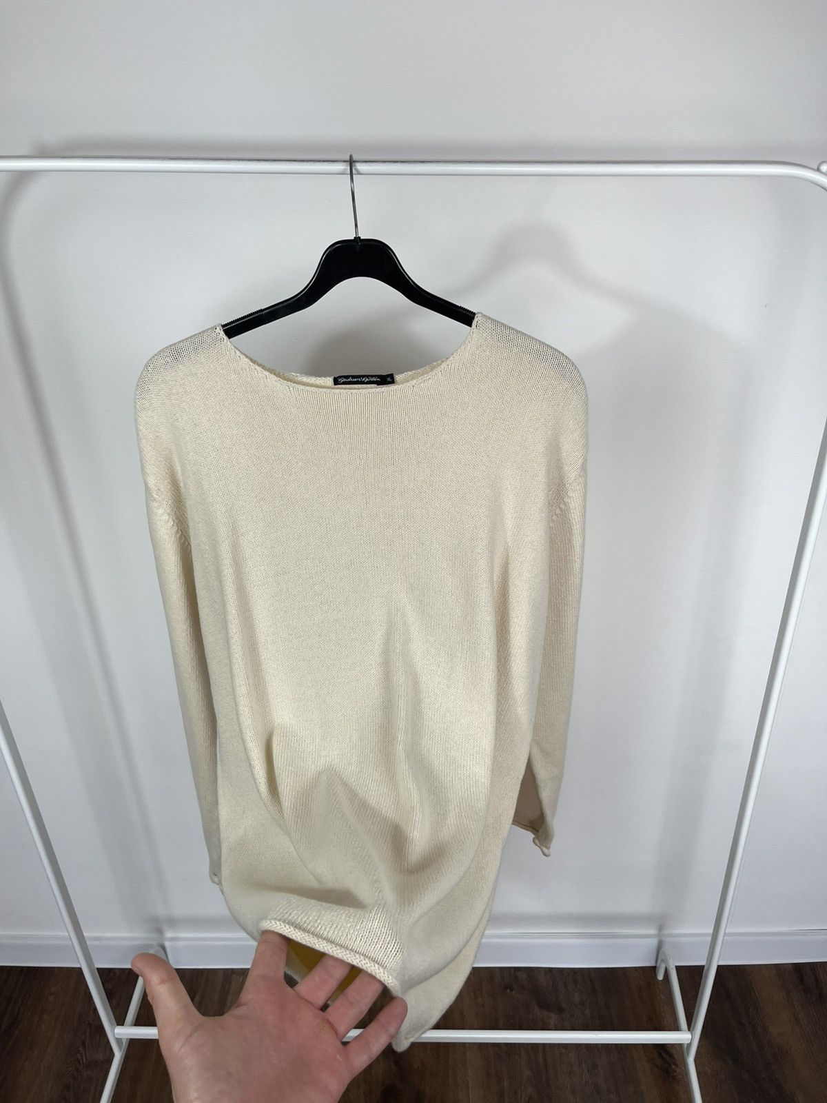 Gudrun Sjoden Gudrun Sjoden Cream Cotton Knit Sweater XL Minimal Nordic Size XL / US 12-14 / IT 48-50 - 7 Thumbnail
