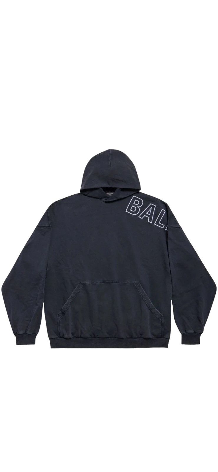 image of Balenciaga Black Logo-Print Cotton Hoodie, Men's (Size Small)