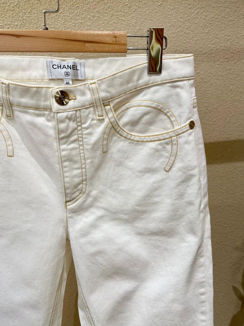 Chanel Chanel Embroidered white jeans Size 26" / US 2 / IT 38 - 3 Thumbnail