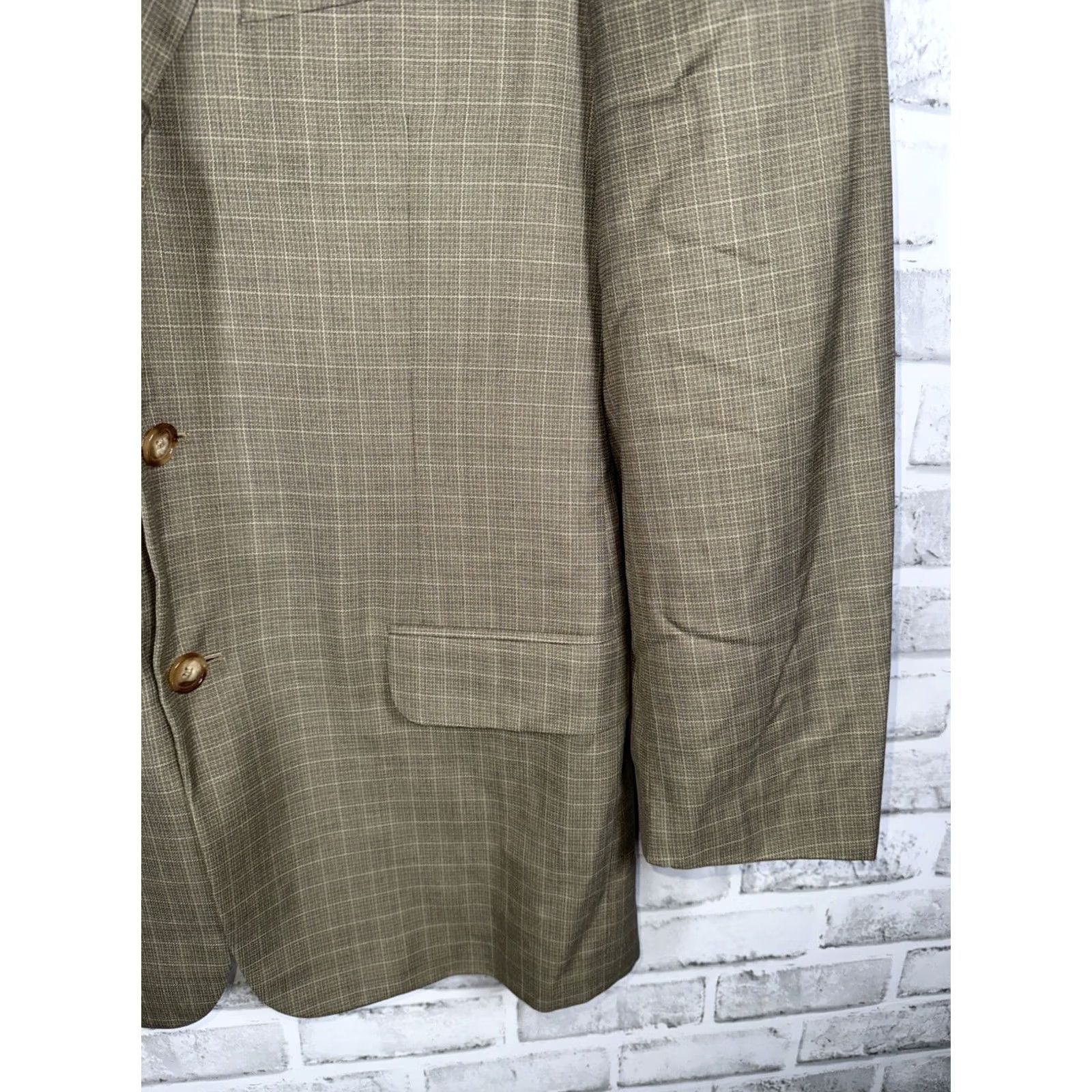 Ermenegildo Zegna Ermenegildo Zegna Sport Coat Mens 40 Tan Silk Wool Plaid 3-button Size US XXS / EU 40 - 3 Thumbnail