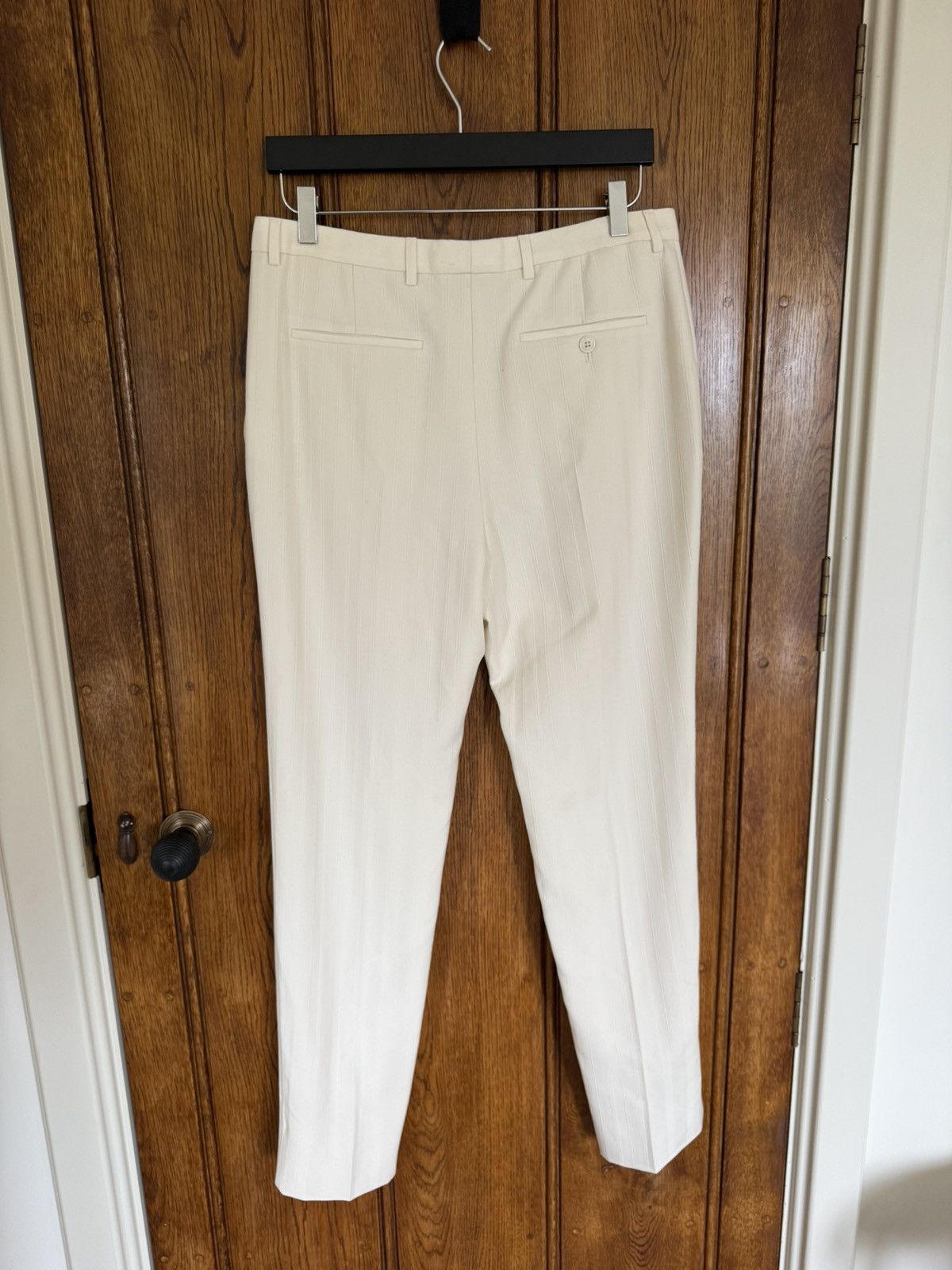 Saint Laurent Paris $1.35k SS22 Saint Laurent ivory pinstripe suit tuxedo pants Size 38L - 8 Thumbnail