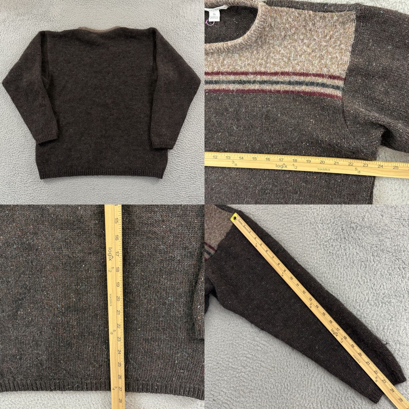 Geoffrey Beene VINTAGE Geoffrey Beene Sweater Mens XL Brown Striped Wool Blend Pullover Grandpa Size US XL / EU 56 / 4 - 8 Thumbnail